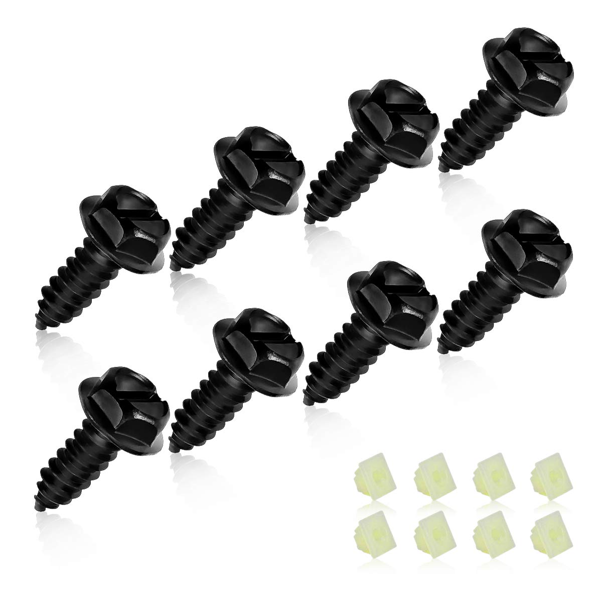 Universal Black License Plate Screws - Nylon Screw Inserts for Securing Car & Truck License Plates, Frames & Covers | Durable Anti-Theft Fasteners for Vehicle Registration Tags (Pack of 4/8/12) - Perfect for DMV Compliance & Auto Detailing