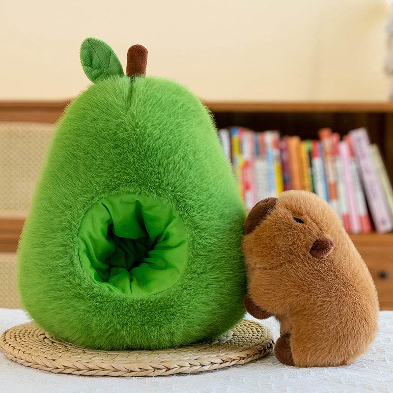 Cute Avocado Capybara Plush Toy - Soft Stuffed Animal Pillow for Kids & Adults | Perfect for Cuddling, Home Decor, and Gifts