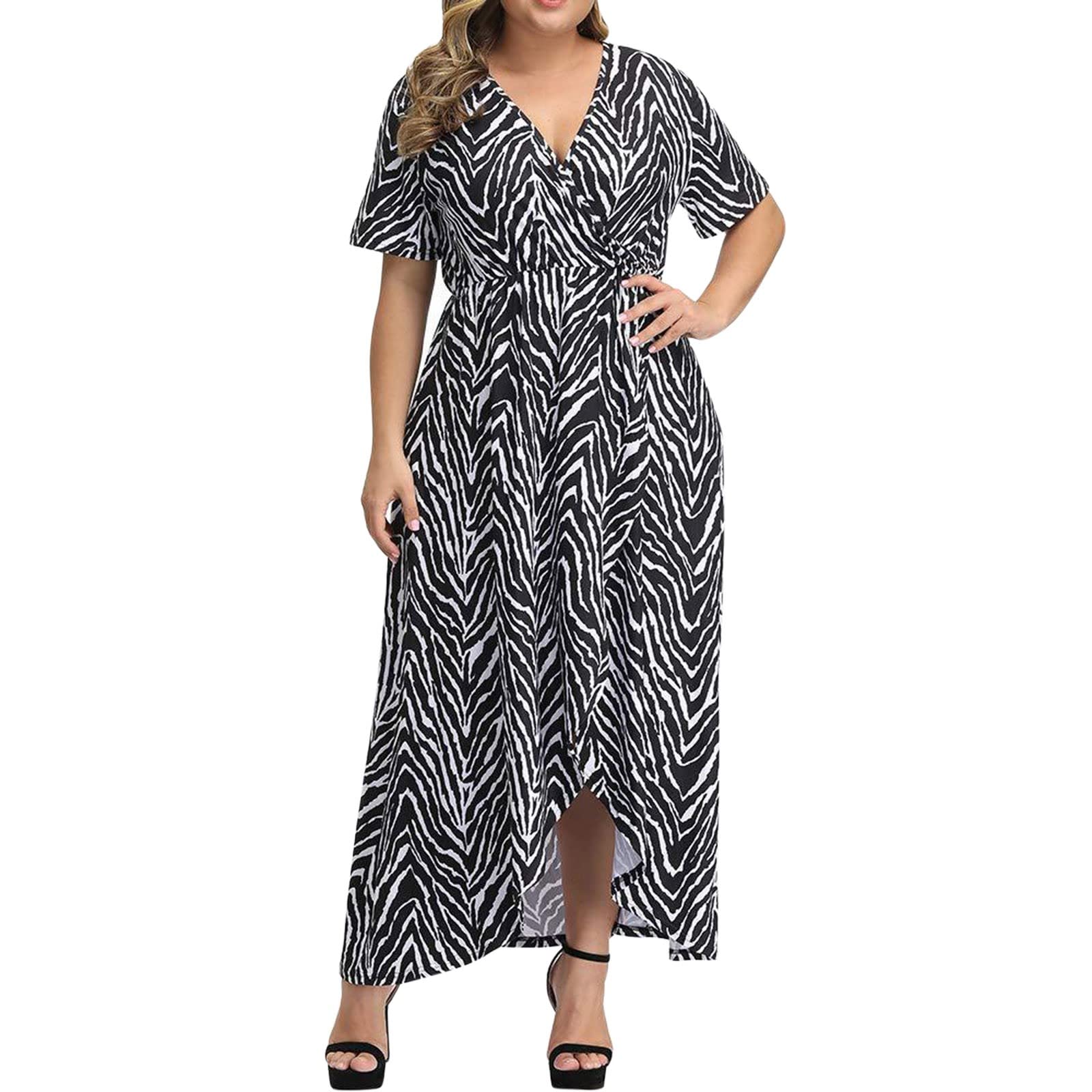 Plus Size Bohemian Floral Print Maxi Dress for Women - Sexy Off Shoulder Long Sundress with High Slit, Perfect for Beach Vacations, Summer Parties & Boho Fashion