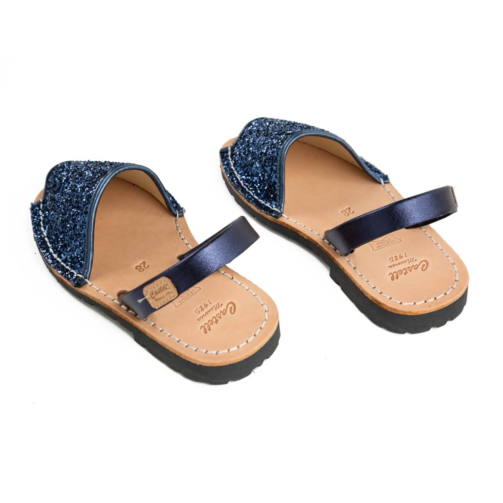 Sparkly Leather Menorcan Sandals for Kids - Iker 1097R - Comfortable & Stylish Beach Shoes for Summer Vacations & Outdoor Play