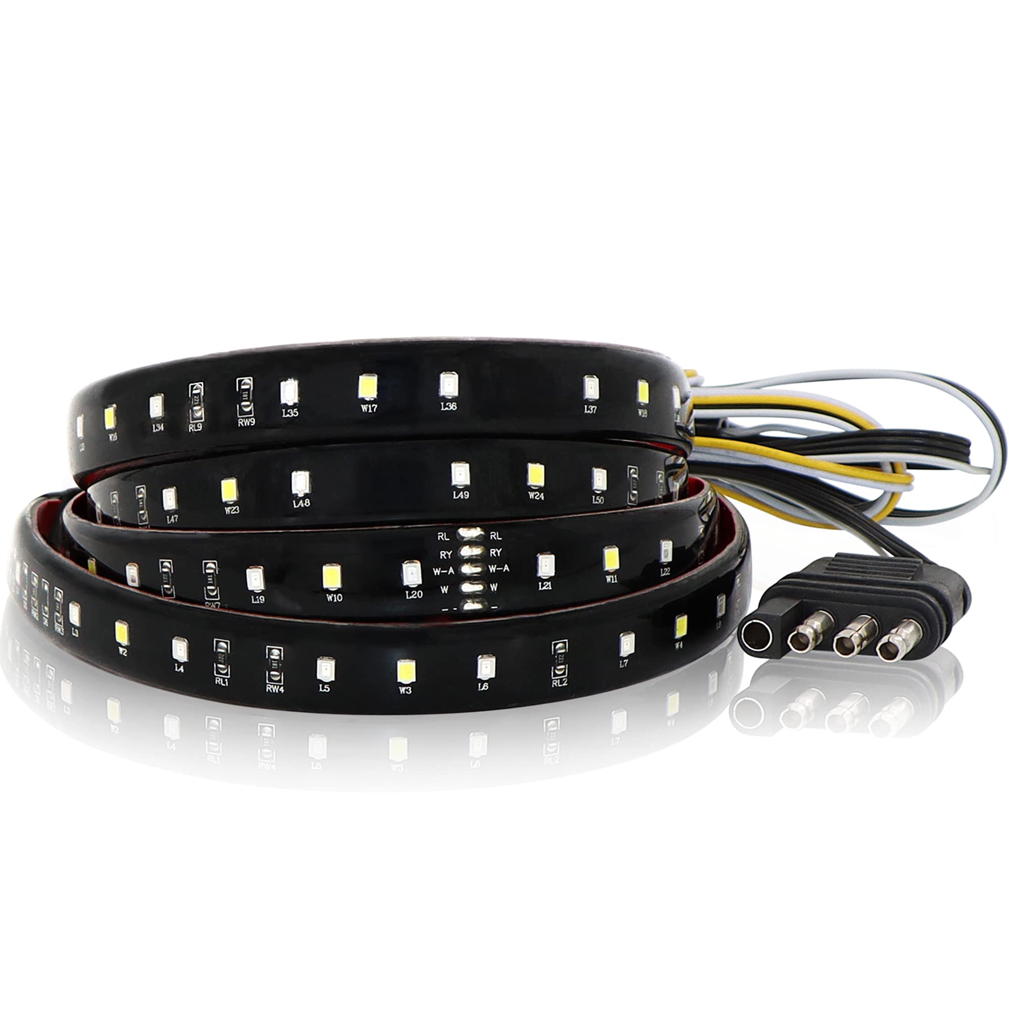 90 LED Single Row Tailgate Light Bar - 60 Inch Red Running Brake Lights with Turn Signal & White Reverse Light for Trucks | Durable Waterproof LED Strip for Off-Road, Towing & Night Driving Safety