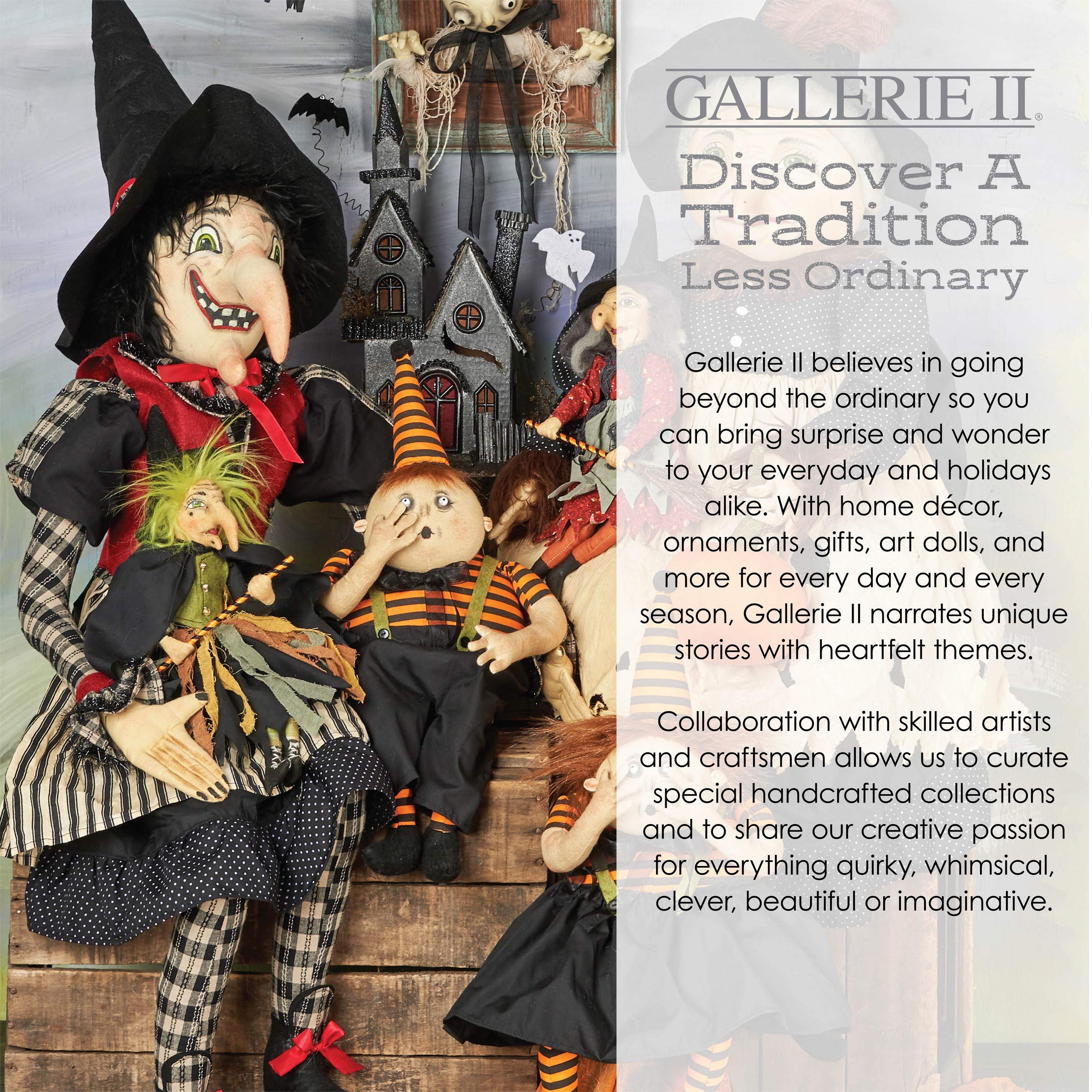 GALLERIE II Halloween Queenie Spooky Girl Folk Art Doll Collectible - Joe Spencer Gathered Traditions Figurine for Home Decor, Living Room, End Table & Fireplace Mantle (Black & Orange) - Perfect for Halloween Party Decorations & Gothic Home Accents