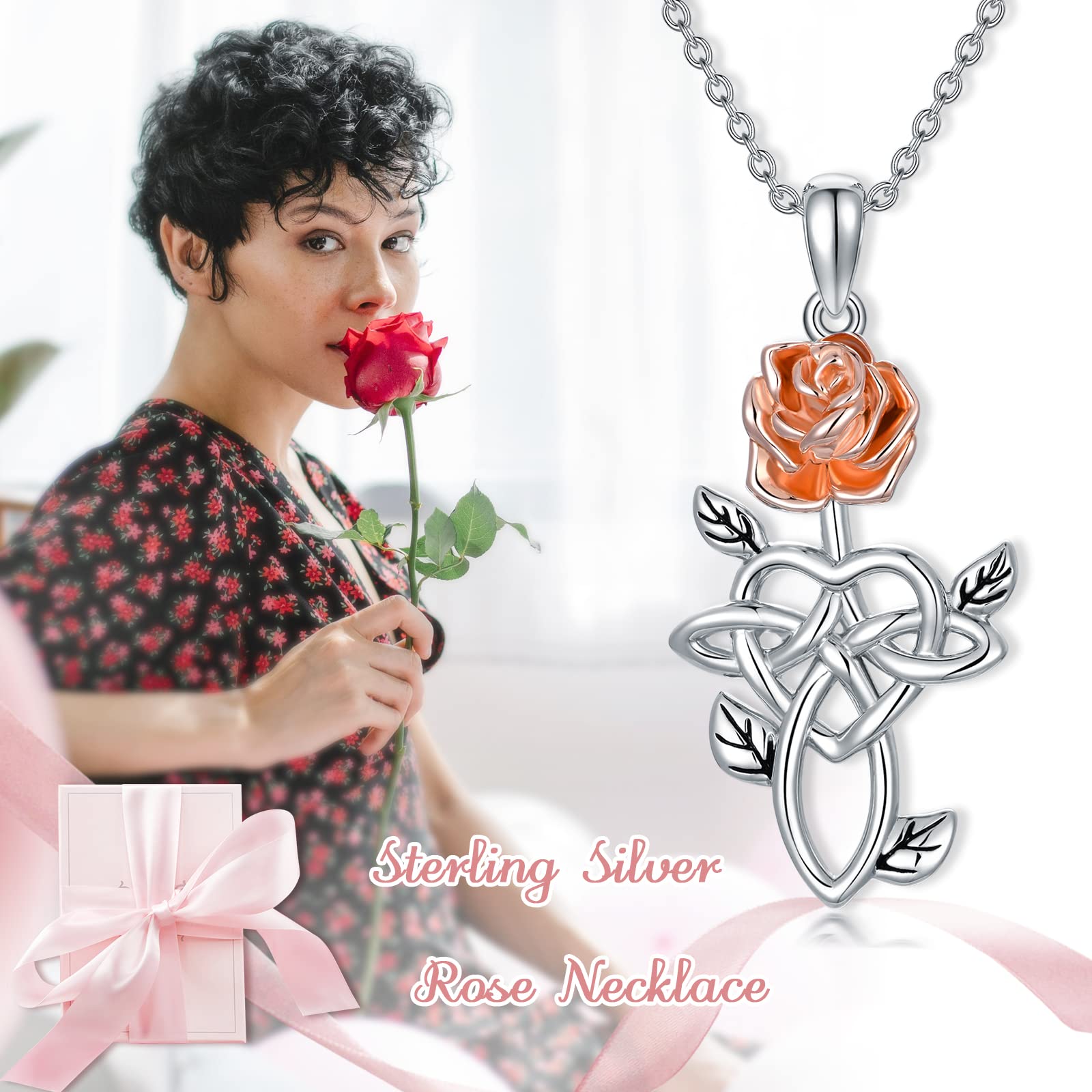 Sterling Silver Sunflower Rose Cross Lotus Honey Bee Pineapple Pendant Necklace for Women - Elegant Flower Jewelry Gift for Girlfriend Wife Mom - Perfect for Birthday Valentine's Day Anniversary & Special Occasions