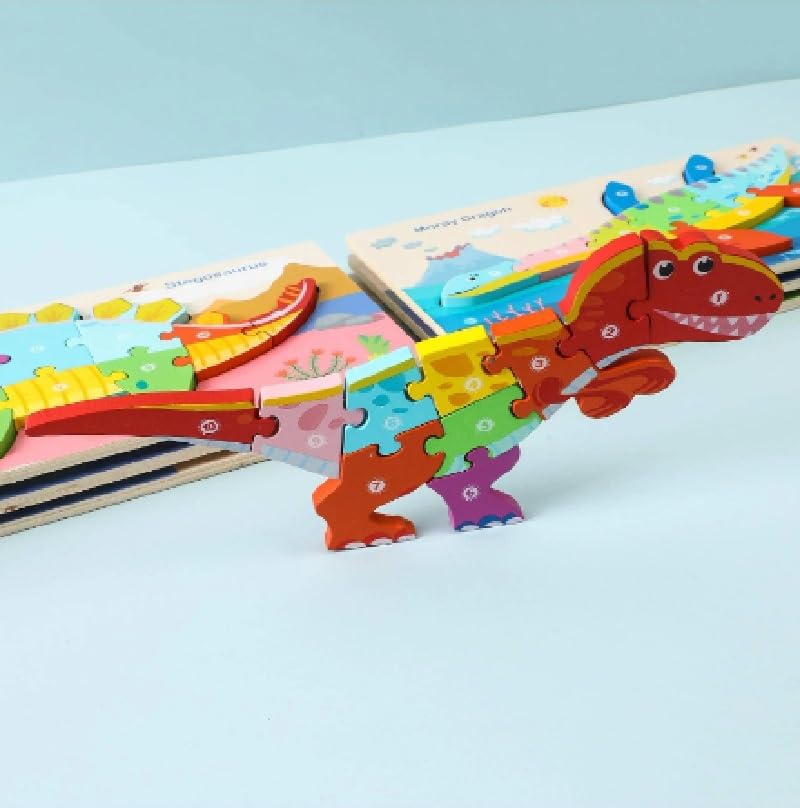 Wooden Animal Shaped Puzzle for Kids Ages 3+ | Educational Toddler Learning Toy with Assorted Templates | Montessori STEM Toy for Early Childhood Development - Perfect for Birthday Gifts, Classroom Activities & Family Game Night