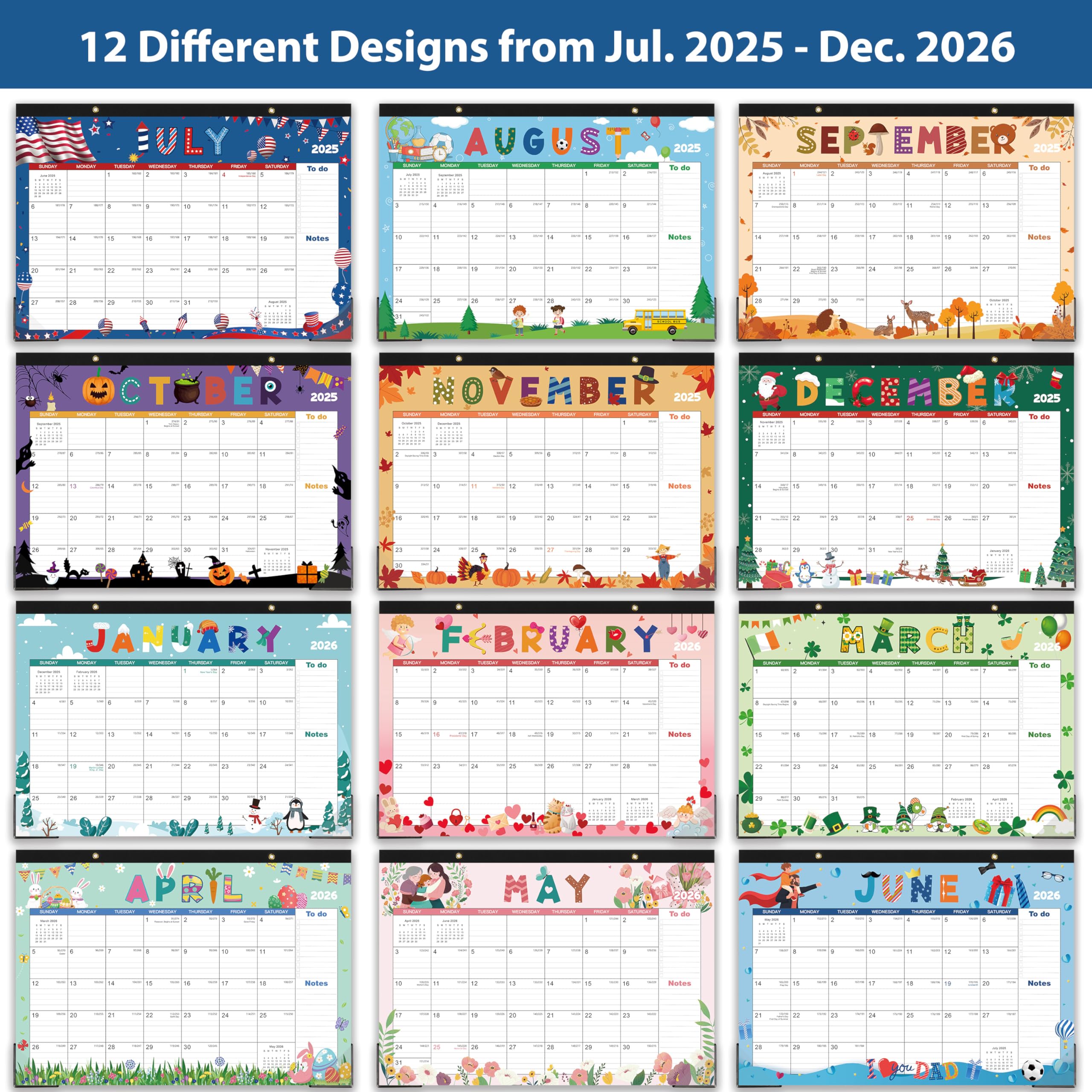 2025-2026 18-Month Desk Calendar | July 2025 - December 2026 | 17