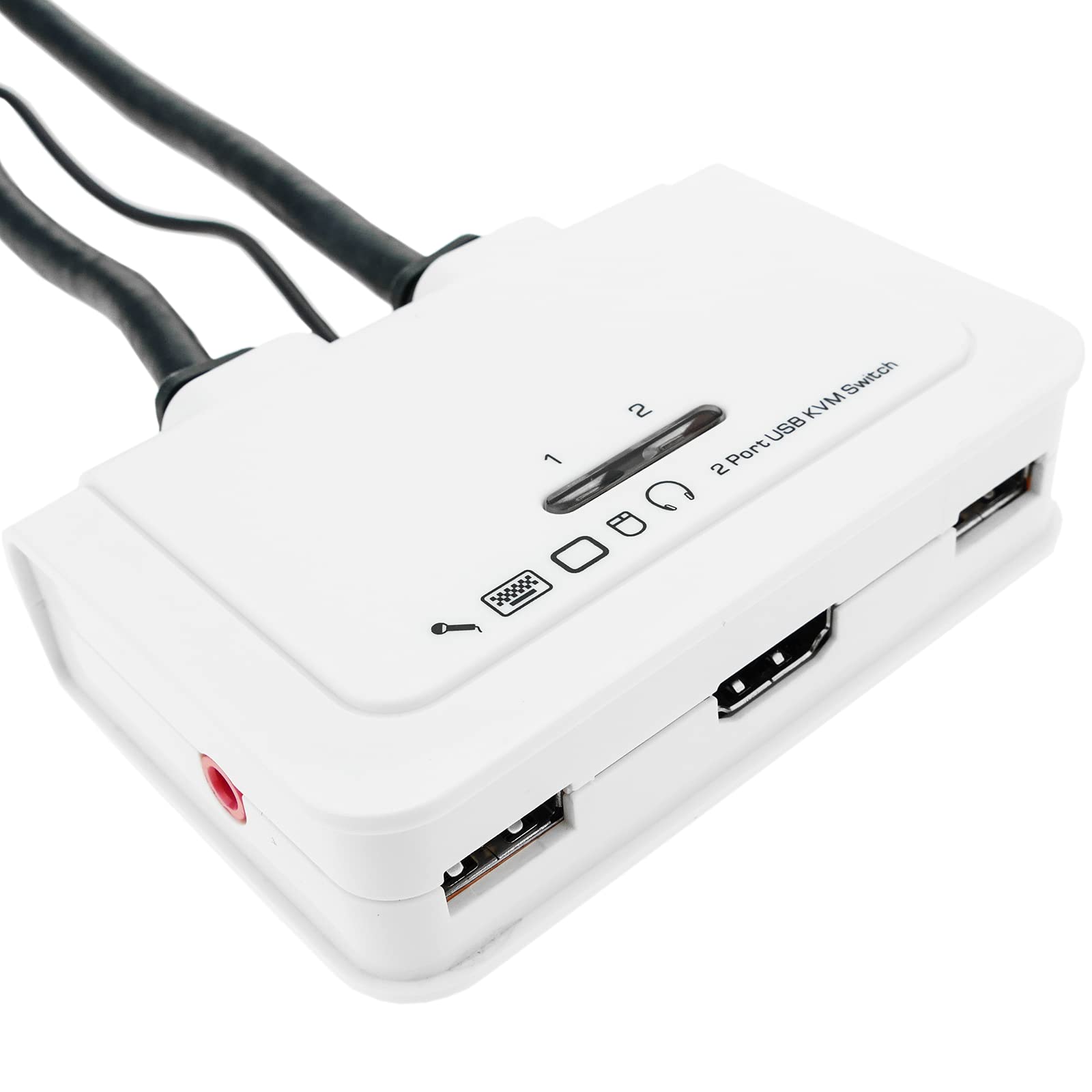 Cablematic KVM Switch HDMI Audio USB 2.0 - 1KVM to 2CPU Dual Monitor Control for Home & Office Workstations - Perfect for IT Professionals, Gamers, and Multi-Computer Users