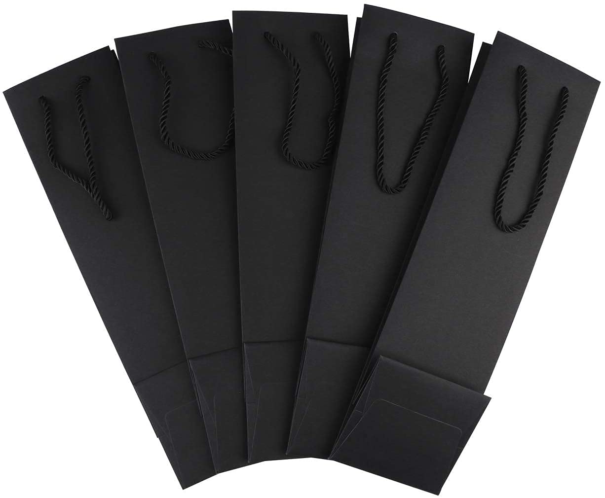 20 Pack Black Wine Bottle Bags with Handles - 3.7 x 3.5 x 13.8 Inches Kraft Paper Gift Bags for Parties, Weddings & Corporate Events - Elegant Wine Bottle Packaging by Sdootjewelry