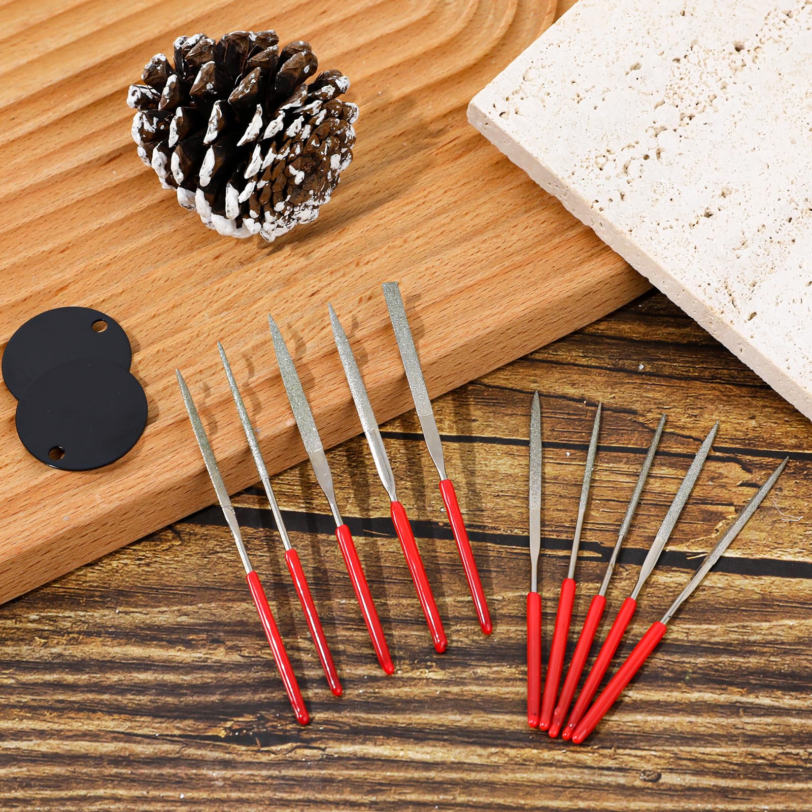 10Pcs Diamond Needle File Set - Mini Metal Model Files for Jewelry Making, Stone Carving & Precision Metalwork (2x100mm) | Ideal for DIY Crafts, Watch Repair & Small Detail Work