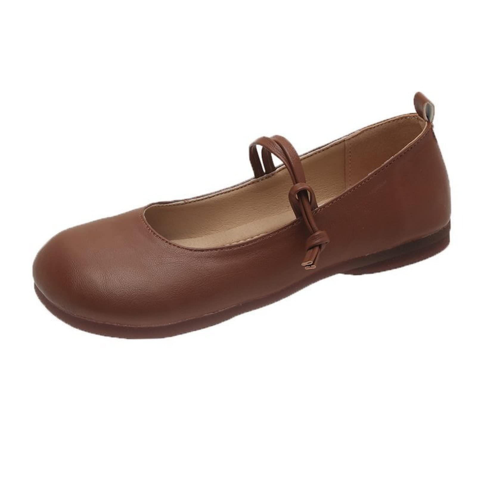 Women's Wide Width Square Toe Flats - Lightweight Mary Janes with Flexible Double Strap - Faux Leather Walking Shoes for Work, Travel & Casual Wear