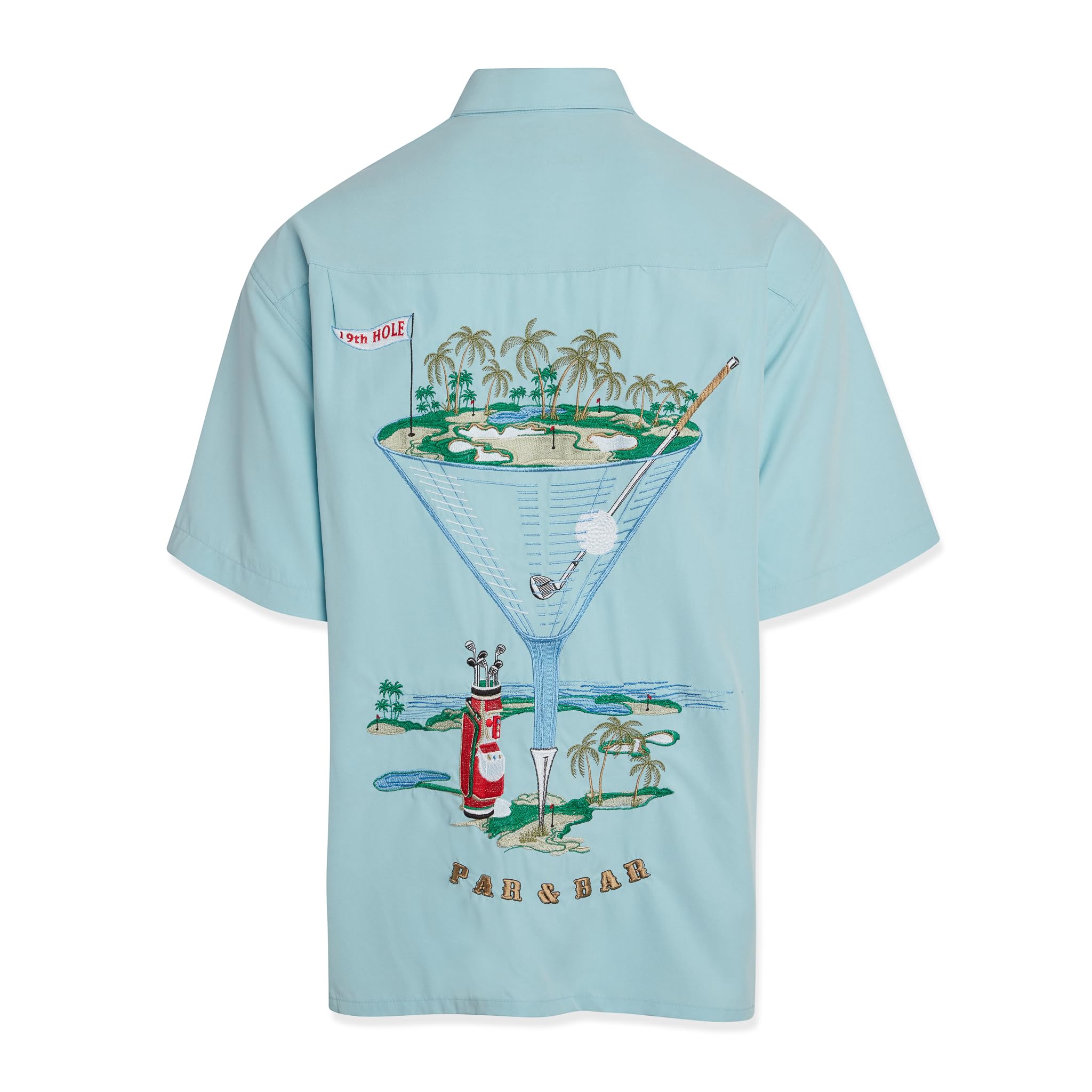 Bamboo Cay Men's Short Sleeve Casual Embroidered Woven Shirt for Golf, Bar & Summer Outings | Breathable Comfort Shirt for Outdoor Activities