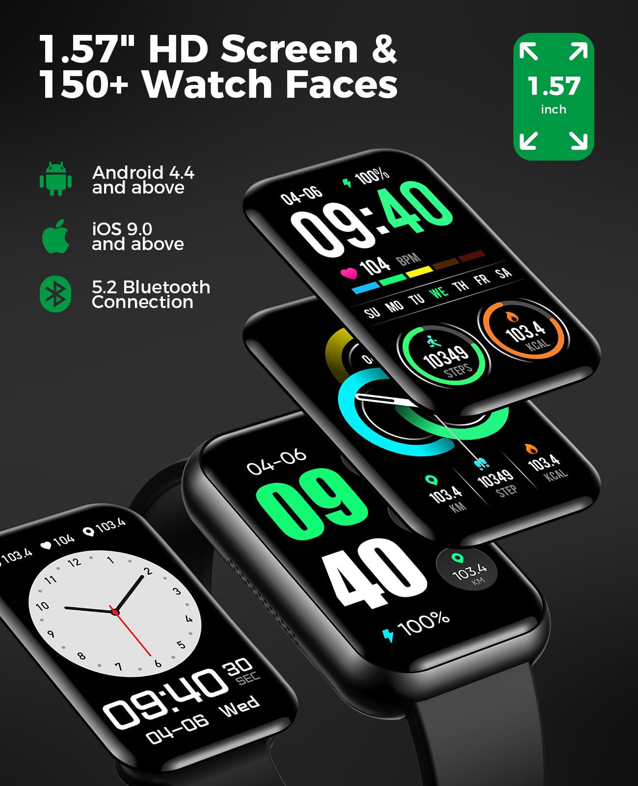 Smart Fitness Tracker Watch with Call Function, 24/7 Heart Rate & SpO2 Monitor, Blood Pressure & Sleep Tracking, 114 Sports Modes, Calorie & Step Counter - IP68 Waterproof Activity Tracker for Men & Women - Perfect for Running, Swimming & Daily Health Monitoring