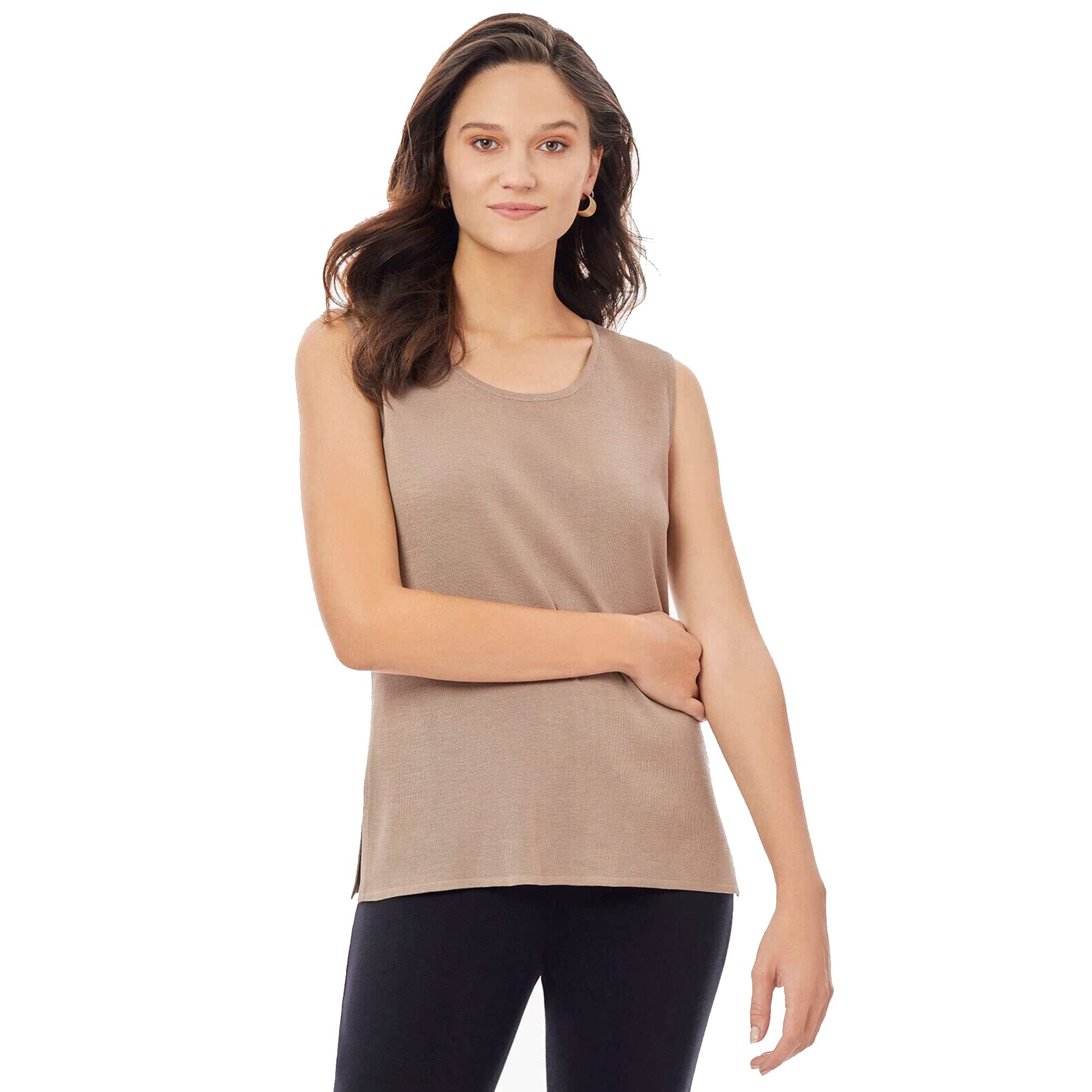 MISOOK Women's Open Front Cashmere Cardigan Knit Tank Top - Sleeveless Scoop Neck Pullover for Comfort & Fit - Lightweight Summer Layering for Office & Casual Outfits