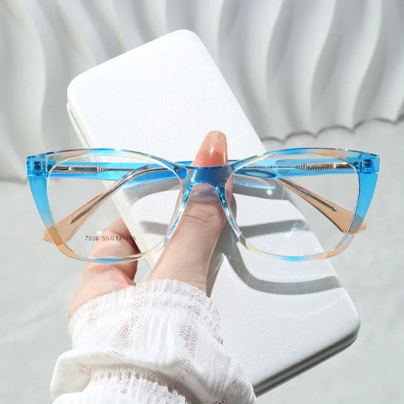 CCspace Women's Full Rim Square Cat Eye Titanium Eyeglasses Frame - Lightweight & Durable TR90 Material - Style 7036 for Work, Reading & Fashion Accessories