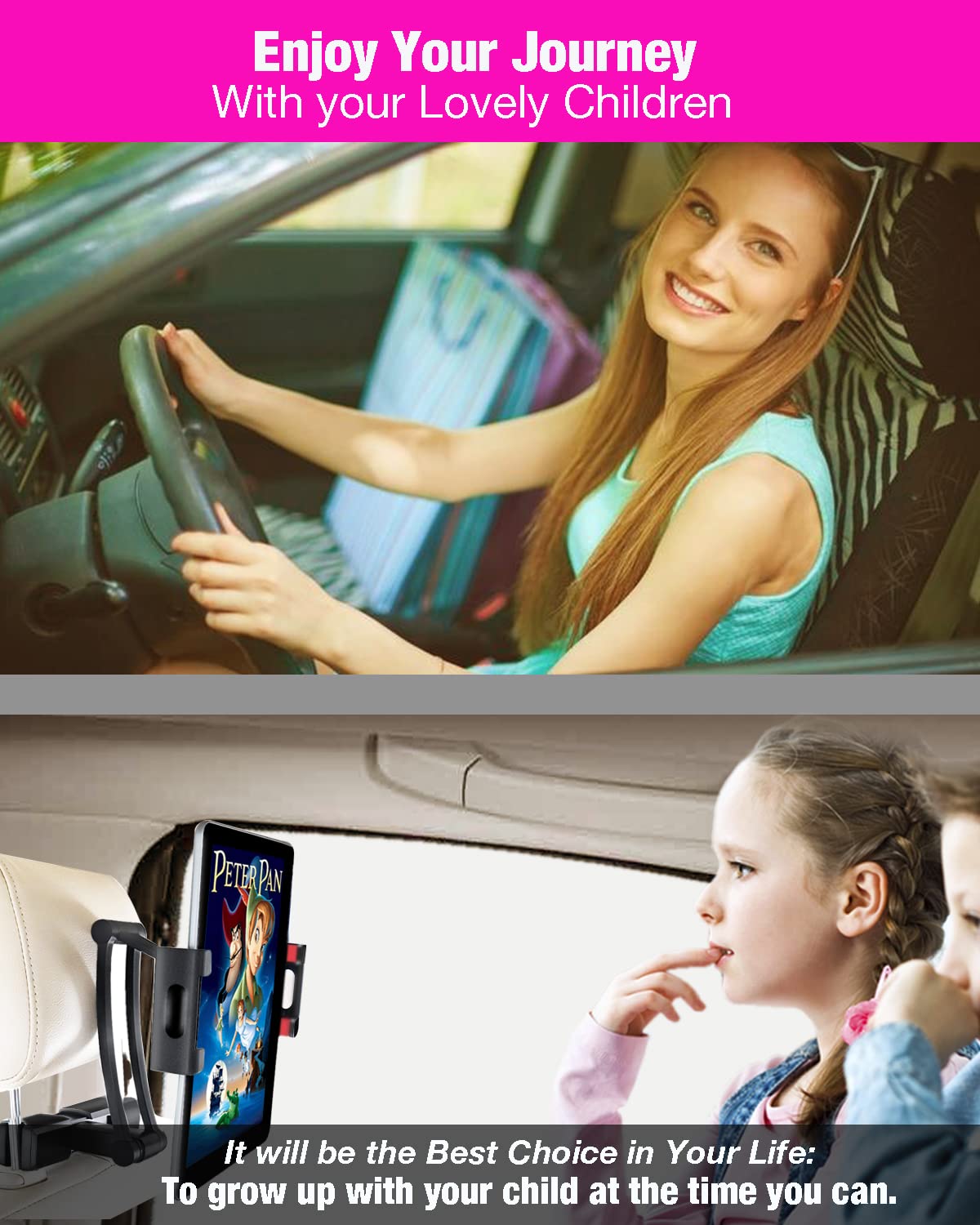 INNOMAX Adjustable Long Arm Tablet Mount - Universal Backseat iPad Holder for 5