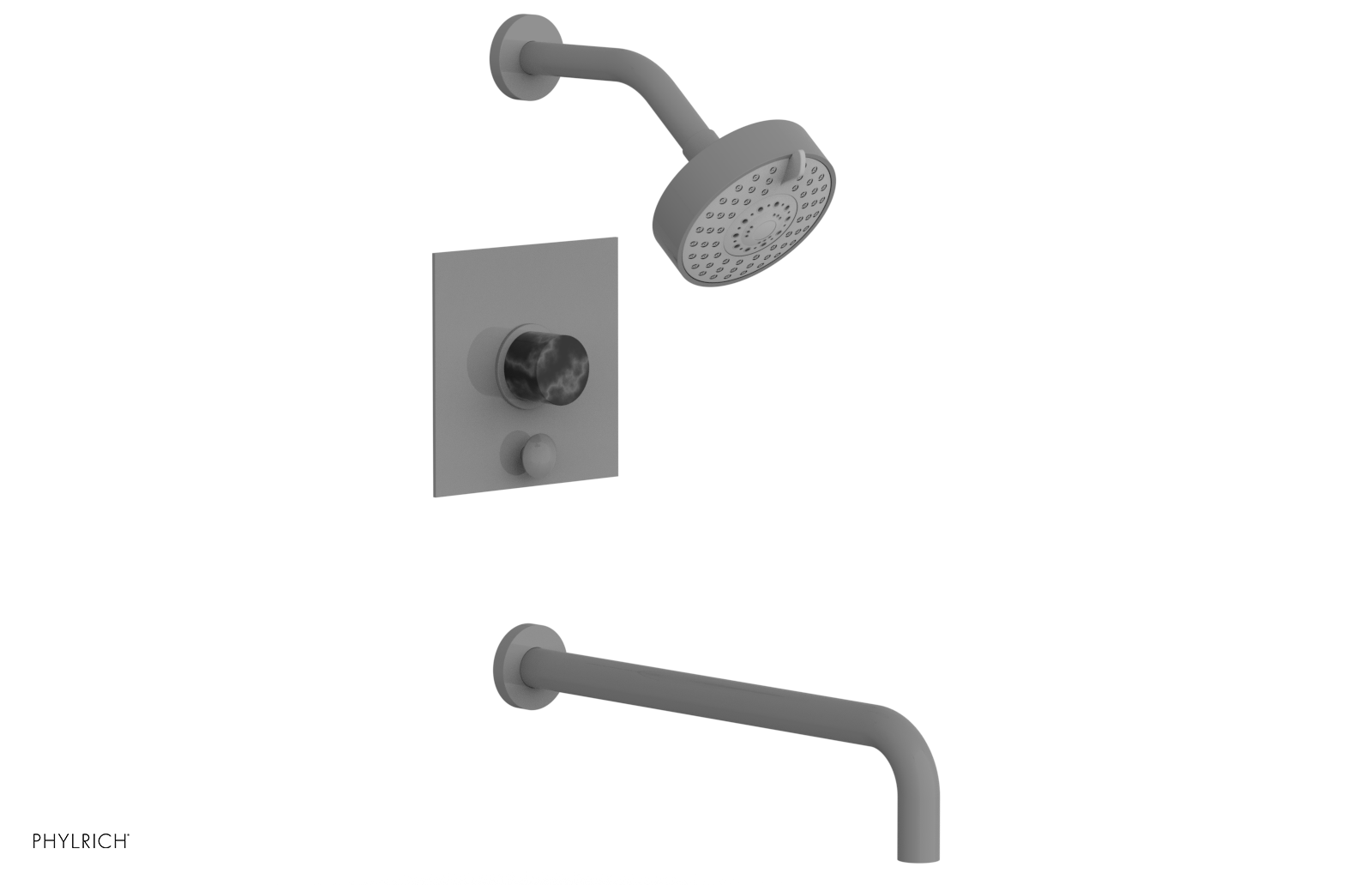 BASIC II 14 Pressure Balance Tub and Shower Set in Black Marble - 230S 28 14 Model | Perfect for Modern Bathroom Renovations & Spa-Like Shower Experiences