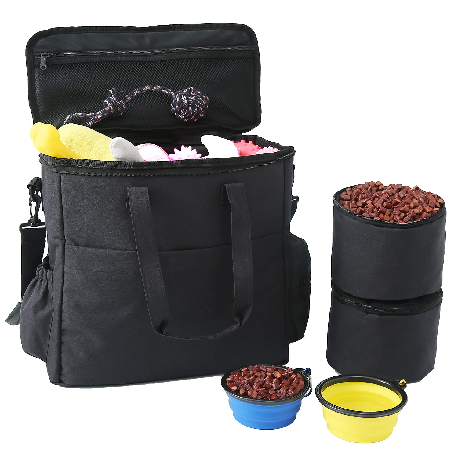 Airline Approved Dog Travel Bag Set - Includes Pet Carrier, 2 Food Storage Containers & 2 Collapsible Bowls | Perfect for Travel, Hiking & Outdoor Adventures with Your Dog