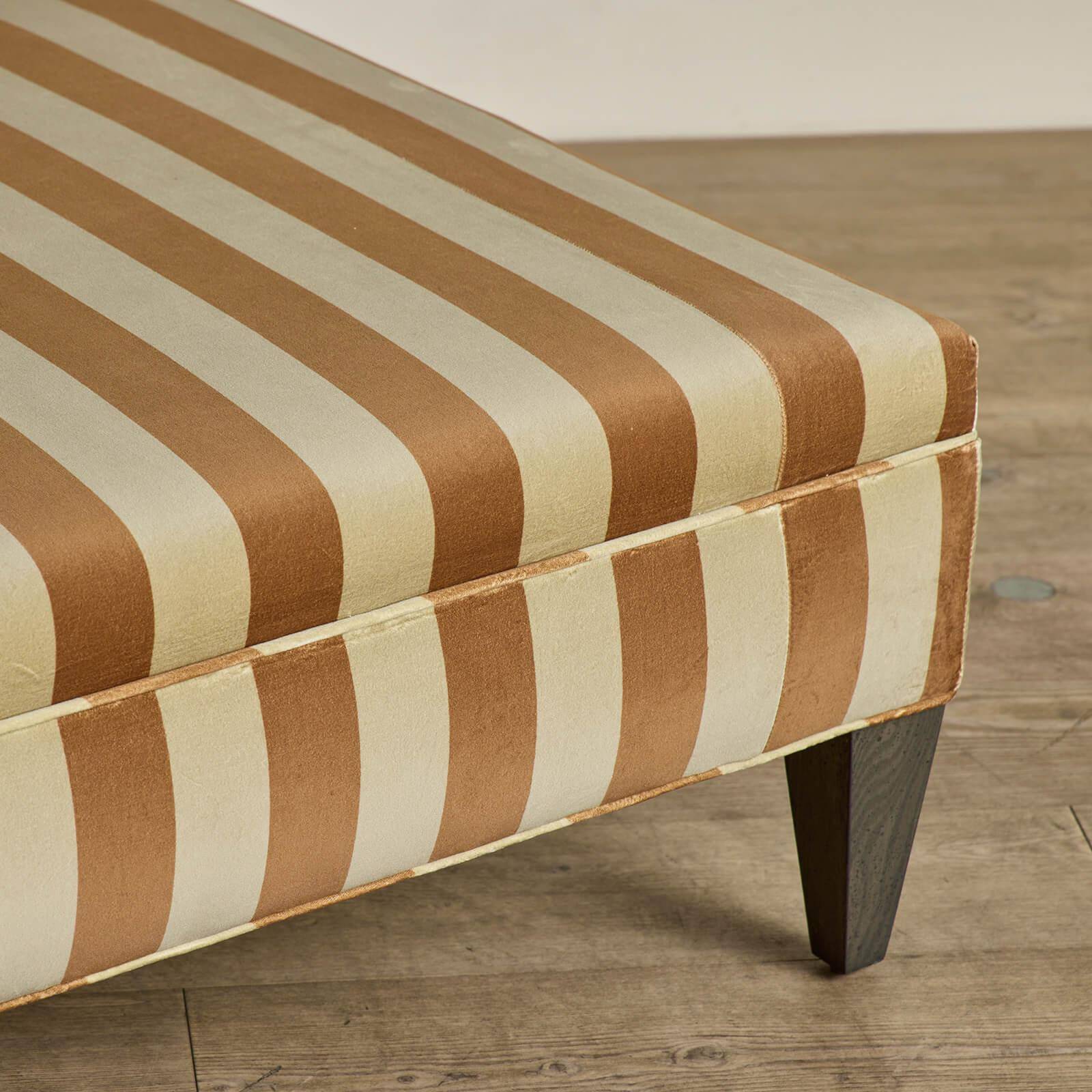 CAMELOT STRIPE Velvet Rectangular Ottoman Footrest Bench with Storage - Soft Ginger Brown for Living Room, Bedroom & Home Decor