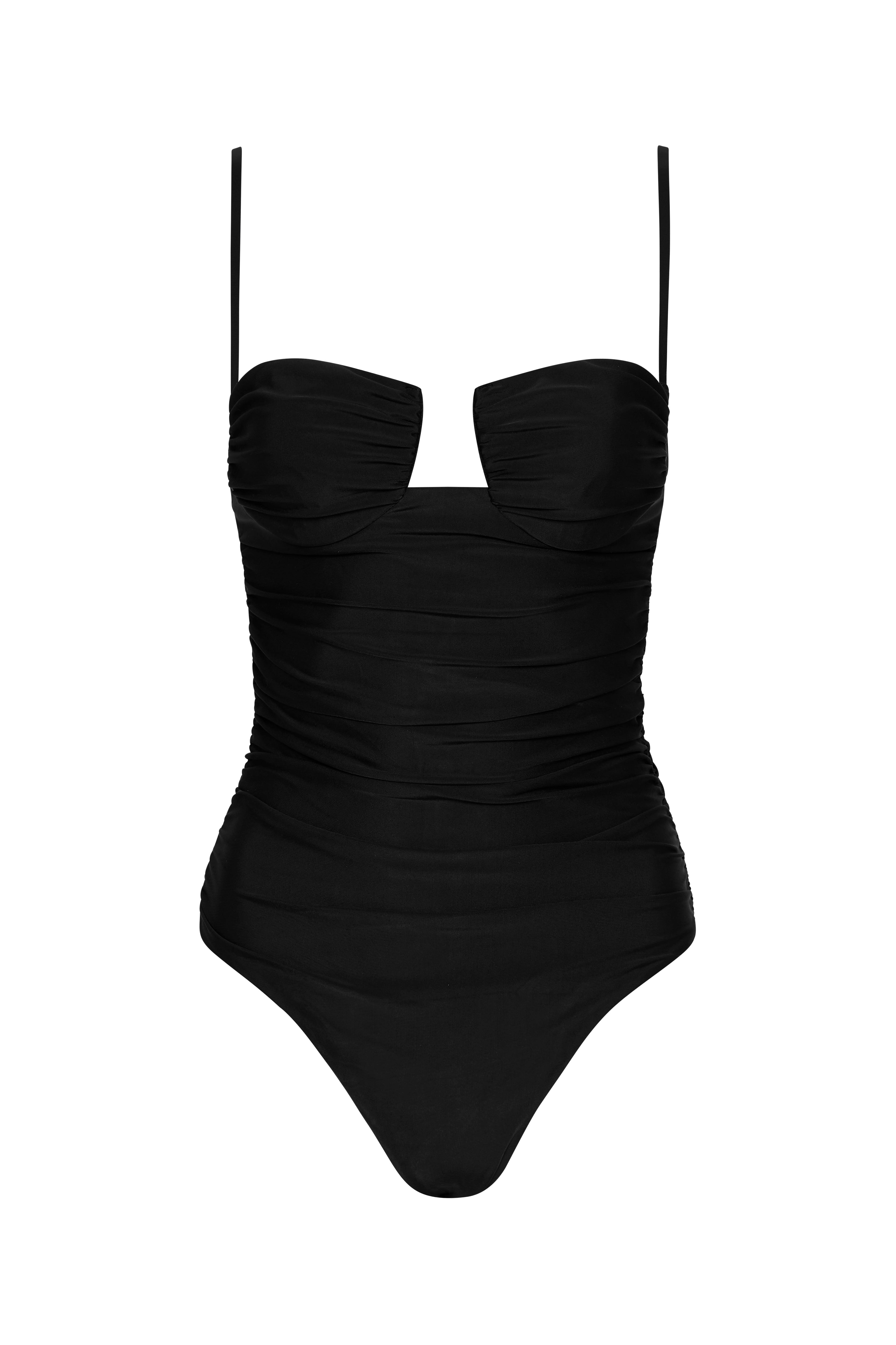 Zoya Gathered One Piece Swimsuit - Women's Sexy High Waisted Bathing Suit with Ruffles for Beach, Pool & Vacation