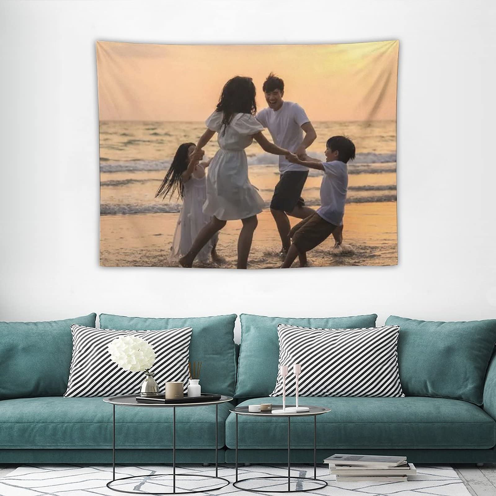 Custom Personalized Picture Logo Text Tapestry Wall Hanging - 60x90 Inch Home Decor Backdrop for Wedding, Family, Memorial Gift | Ready to Hang Art for Bedroom, Living Room & Party Decorations