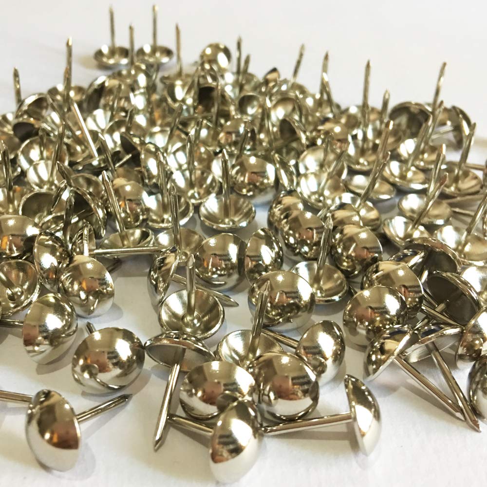 500pcs Nickel Upholstery Tacks - D11mm x L17mm Decorative Furniture Nails for Sofa, Wooden Furniture & DIY Projects - Hobnail Thumb Tacks for Home Decor & Upholstery Repair (Nickel Finish)