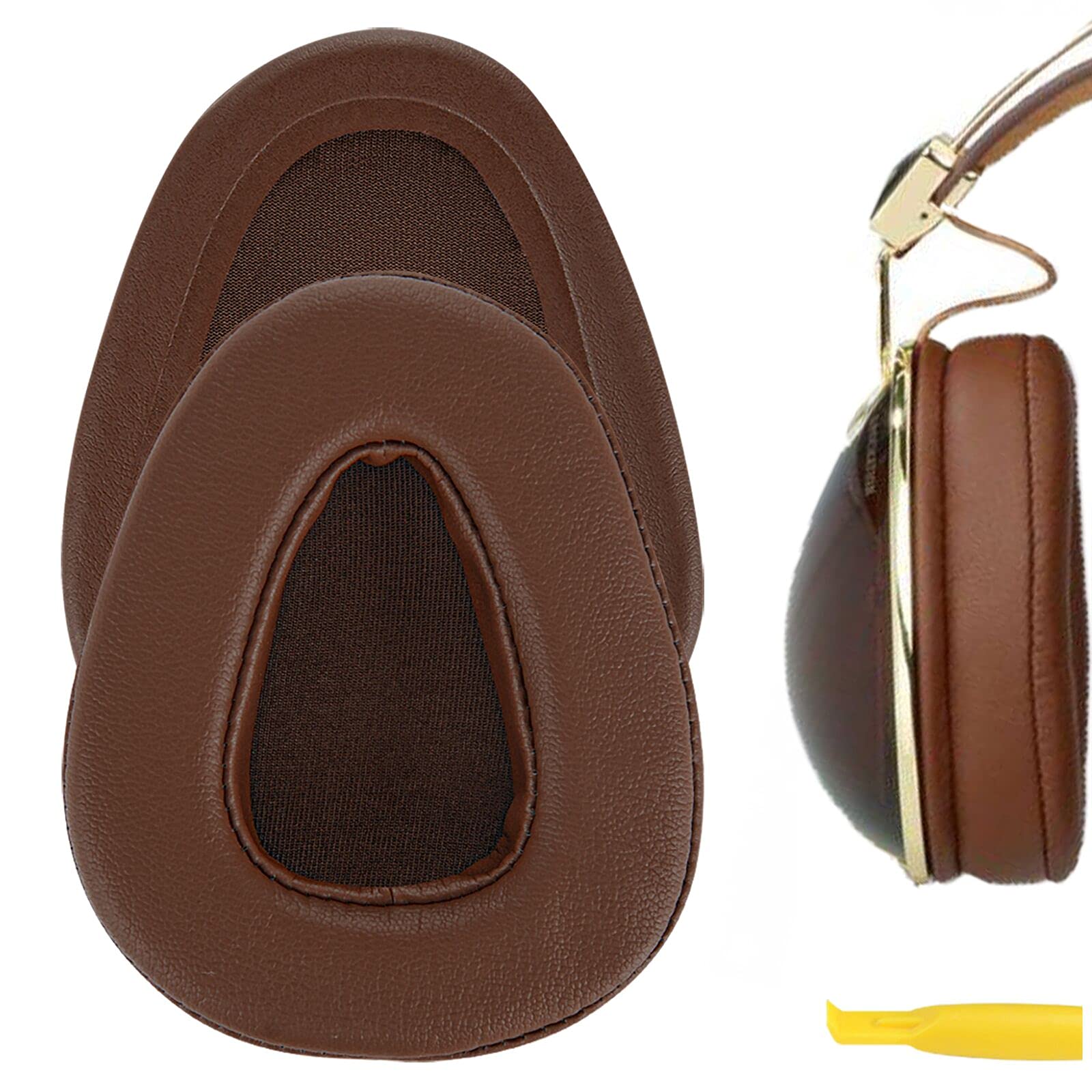 Geekria QuickFit Replacement Ear Pads for Skullcandy Aviator 1.0/2.0 Headphones - Premium Memory Foam Ear Cushions, Noise Isolation Earpads, Comfortable Headset Replacement Parts (Brown) - Perfect for Gaming, Music & Travel