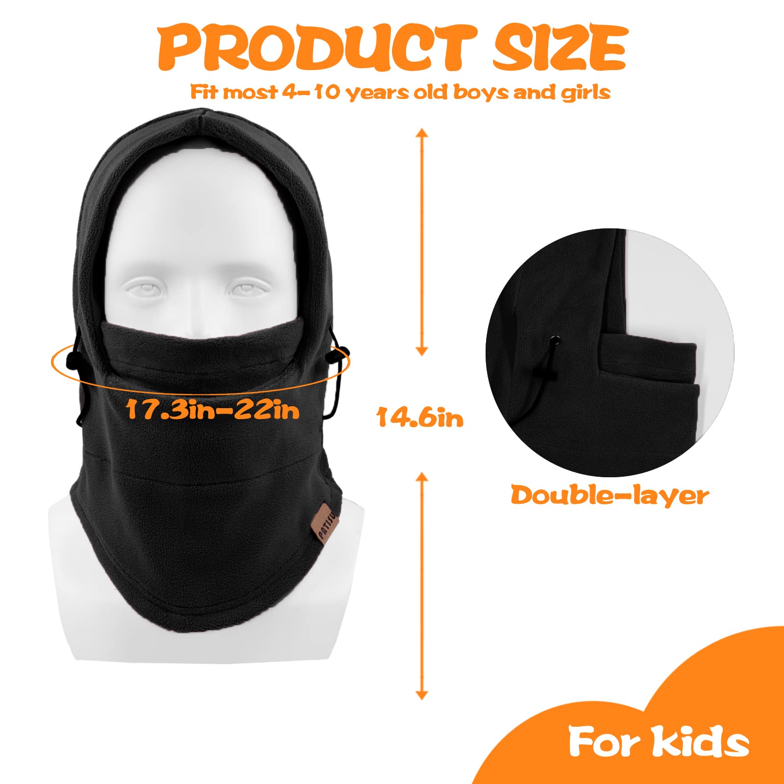 Windproof Kids Balaclava Ski Mask - Winter Face Mask & Neck Warmer for Boys & Girls - Cold Weather Protection for Skiing, Snowboarding & Outdoor Activities