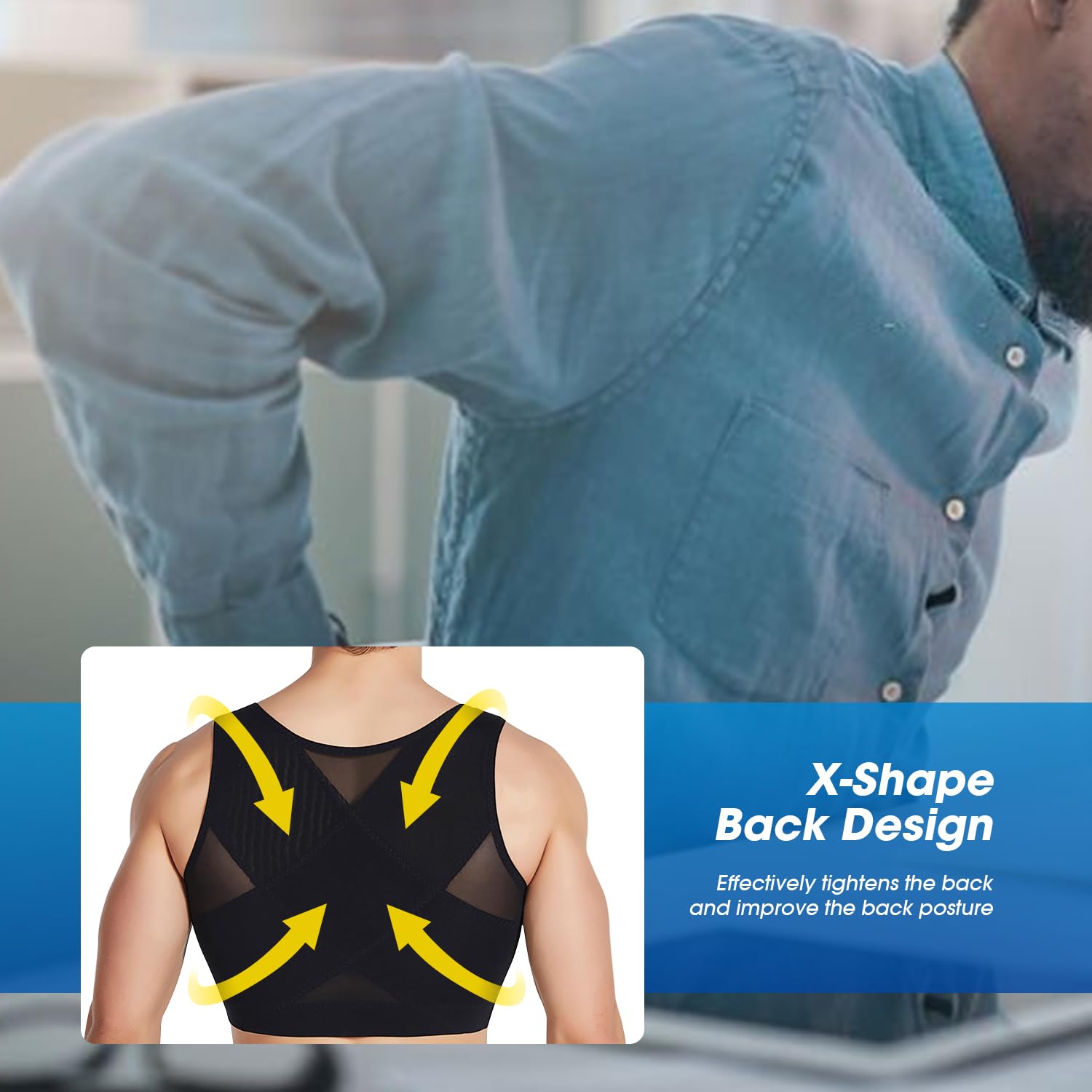 Post-Surgery Compression Vest for Men - Gynecomastia Chest Shapewear - Breathable & Adjustable Recovery Garment for Post-Op Healing, Workout & Daily Wear