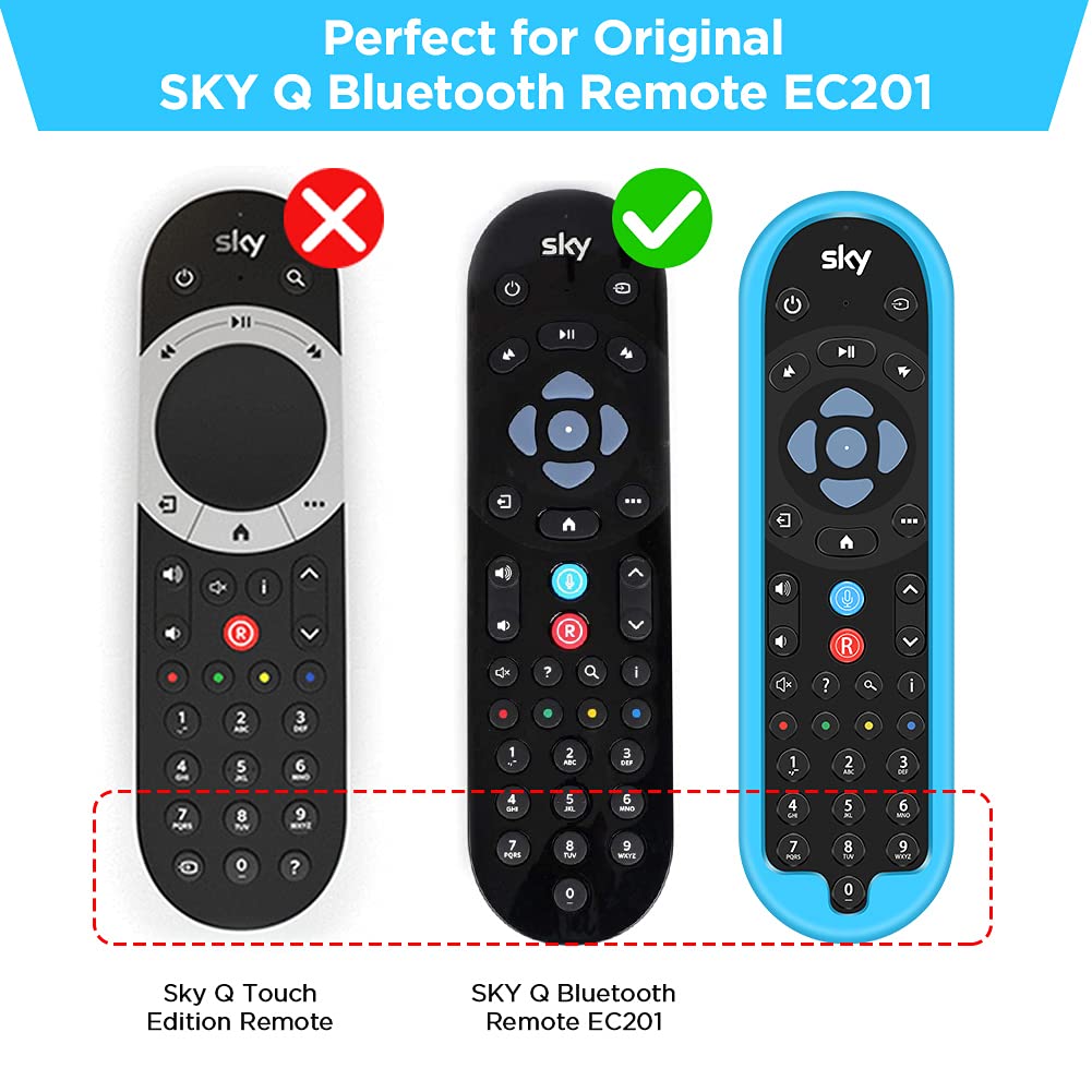 2 Pack Silicone Cover for SKY Q Bluetooth Remote Control EC201 EC202 2020 - Protective Case Skin Holder for New SKY Q Remote Controller, Battery Back Protector Replacement (Glow Blue + Glow Green) - Perfect for Home Entertainment & TV Accessories Protection