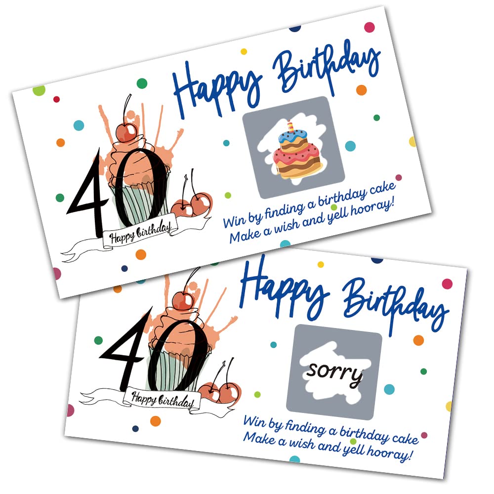 REWIDPARTY 40th Birthday Party Game Scratch Off Cards (32 Pack) - Fun Group Activity for 40th Birthday Celebrations, Raffle Games & Holiday Parties - Cheers to 40 Years Party Supplies