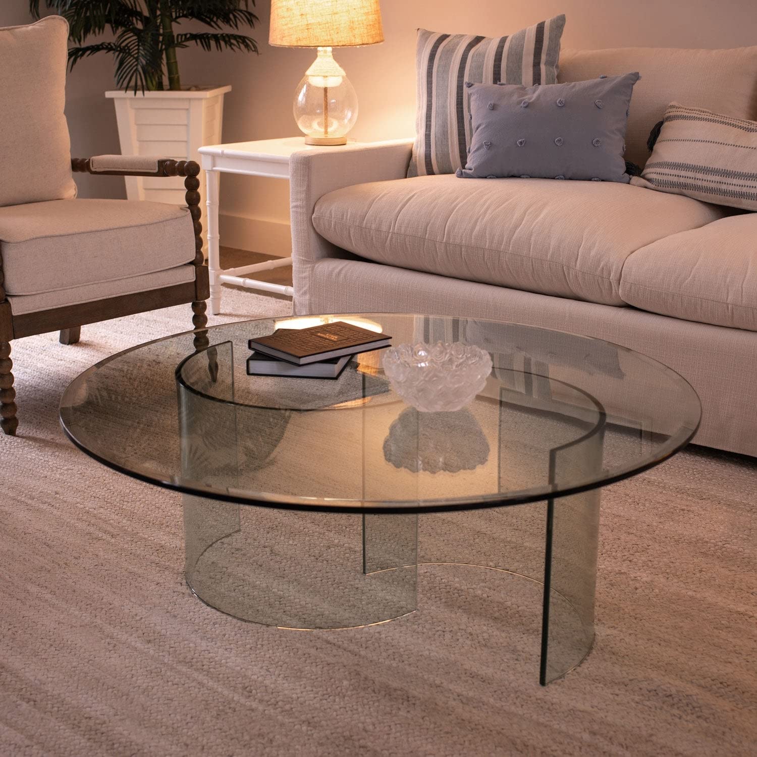 Spancraft 36-Inch Round 3/8-Inch Thick Clear Tempered Glass Table Top with Pencil Edge - Durable Replacement for Dining Tables, End Tables, Coffee Tables & Outdoor Patio Furniture - Perfect for Indoor Dining, Living Room Decor & Backyard Entertaining