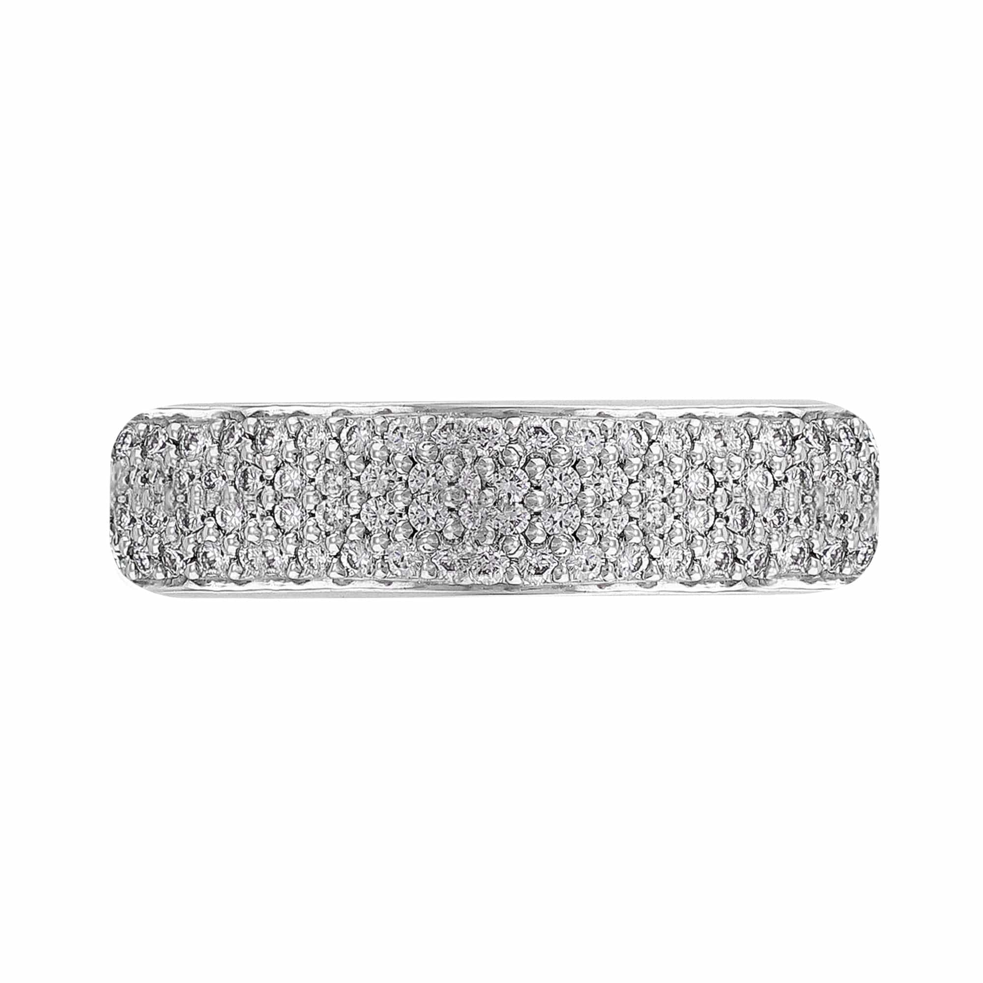 18K White Gold Triple Row Diamond Eternity Wedding Band Ring for Women - Perfect for Anniversary, Engagement, and Bridal Jewelry Gifts