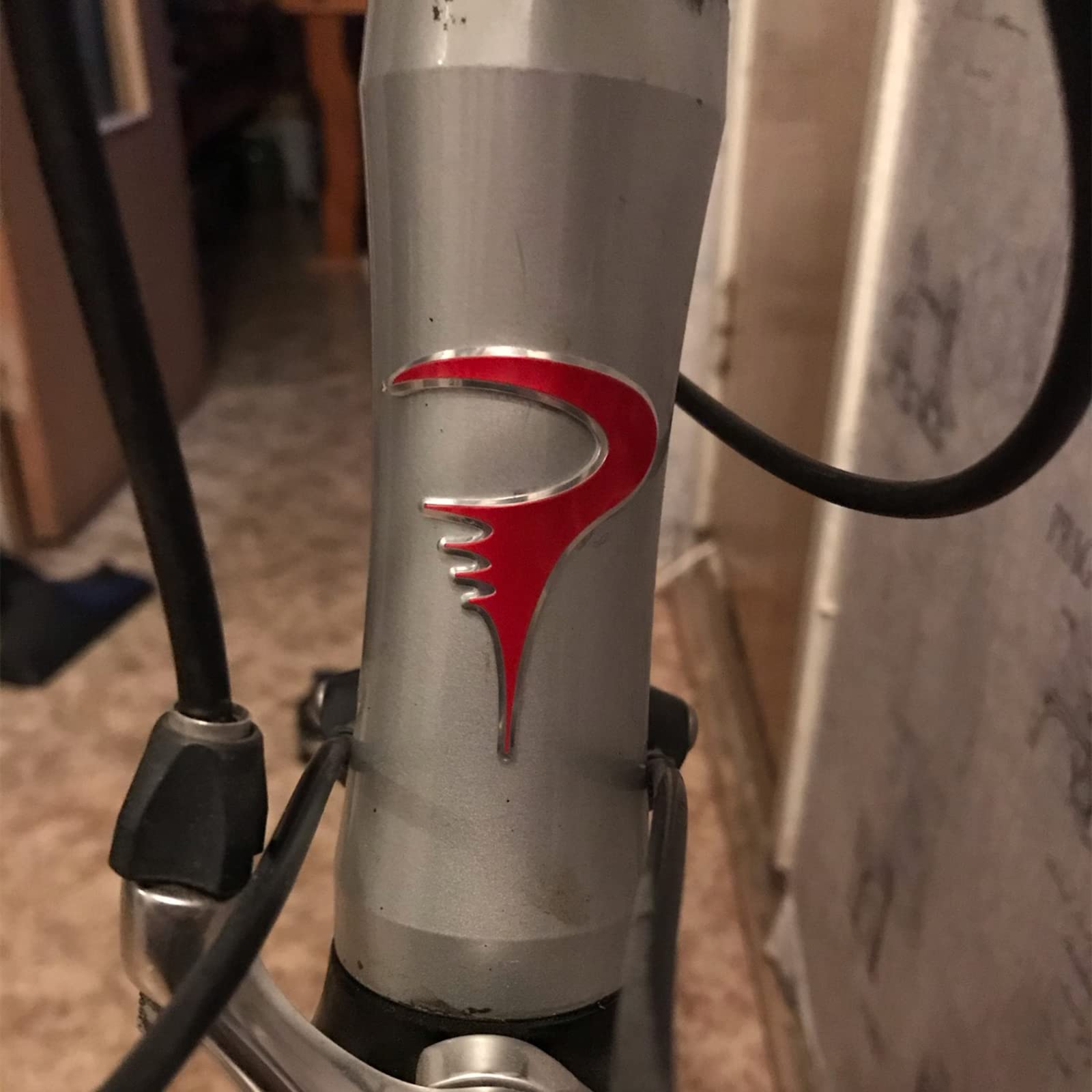Premium MTB Bike Head Badge Decals - Waterproof Vinyl Stickers for BMX & Foldable Bikes (Pinarello Red) - Perfect for Customizing Bike Frames & Enhancing Style