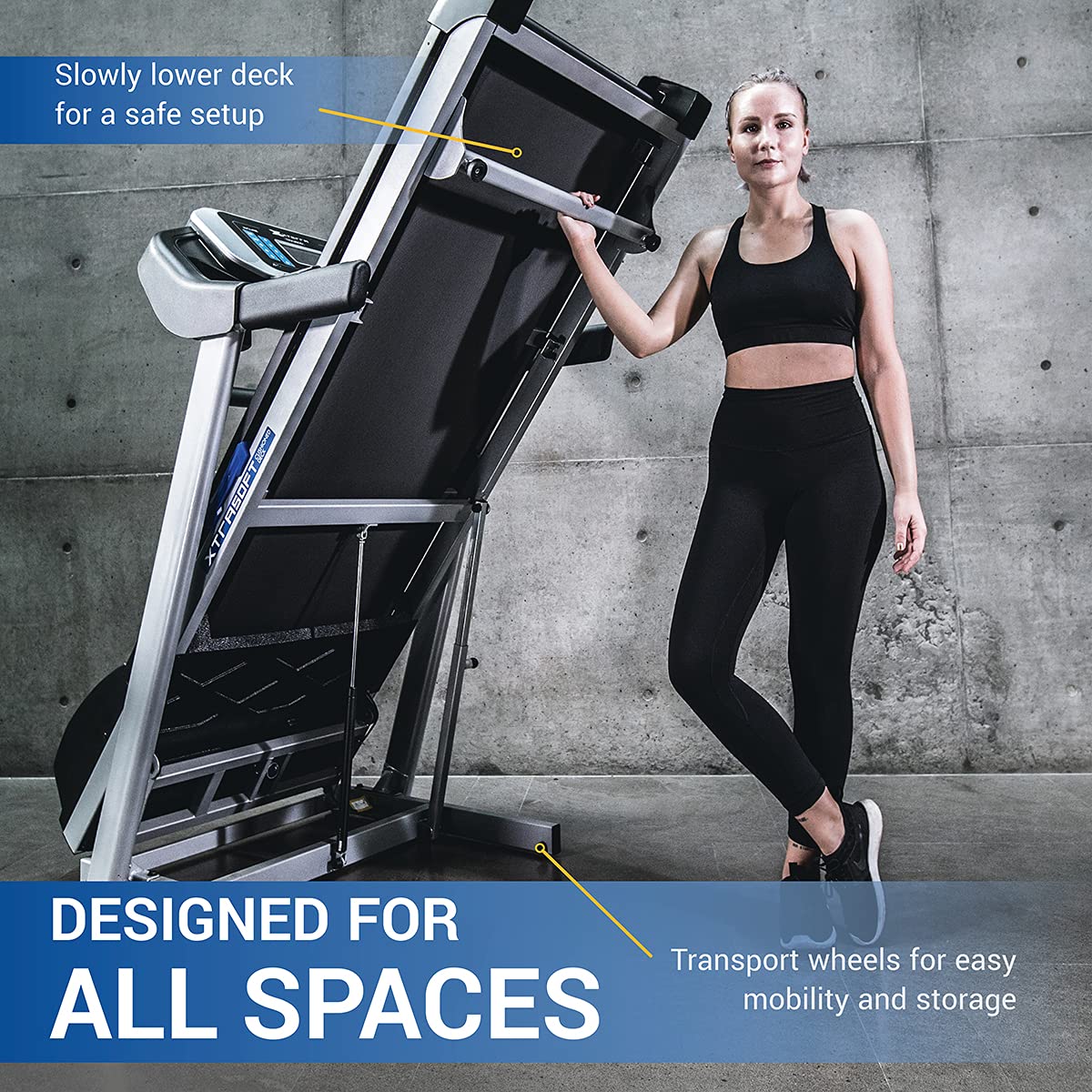 XTERRA Fitness Sport Series Premium Folding Smart Treadmill - Bluetooth Enabled with XTERRA+ App, Adjustable Speed & Incline, Cushioned Running Deck for Home Gym & Cardio Workouts - Perfect for Running, Walking & Indoor Fitness Training