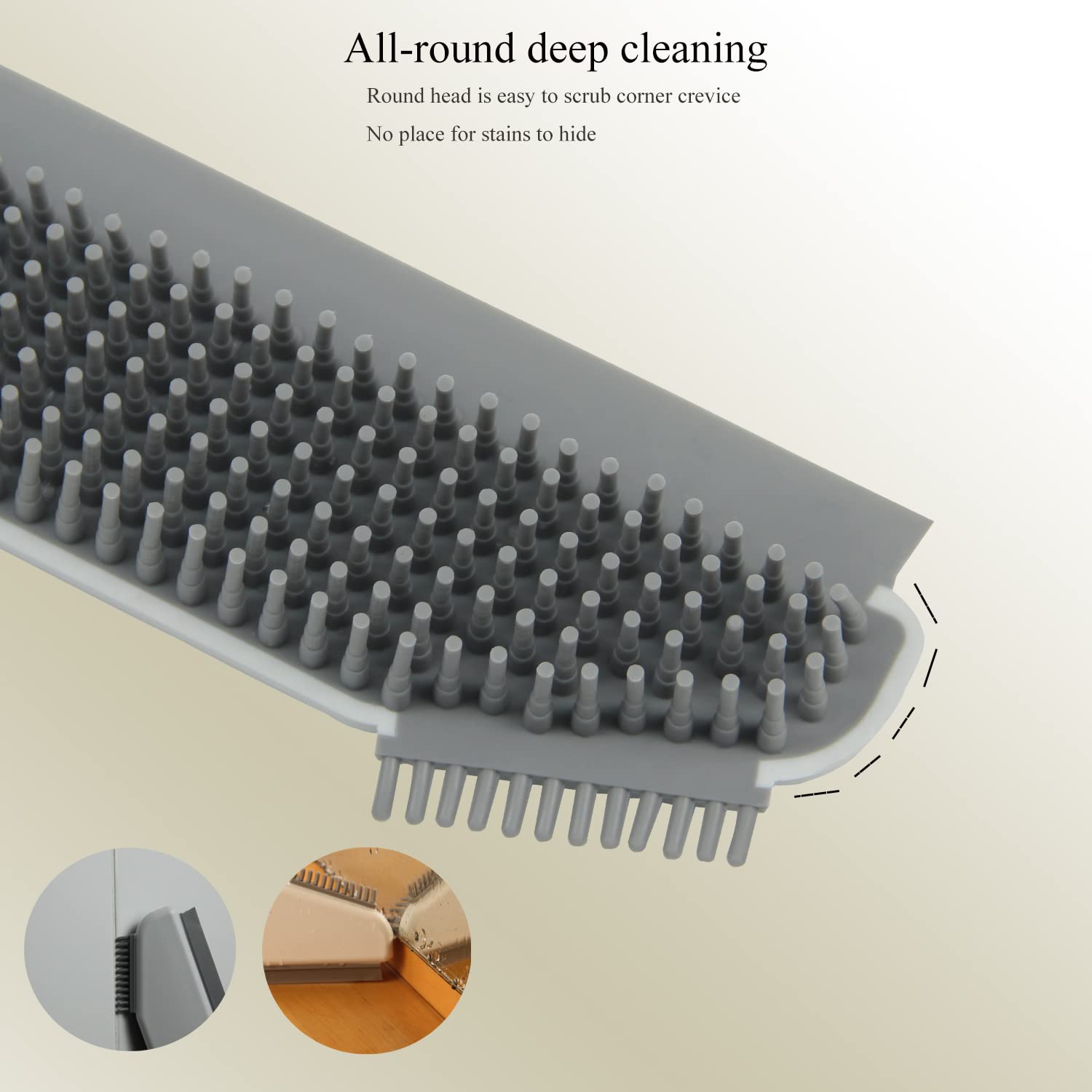 Multi-Functional Cleaning Brush Set - Silicone Scraper & Crevice Brush for Kitchen, Bathroom, Sink, Window, Mirror, Bathtub - Perfect for Deep Cleaning Floors, Countertops & Hard-to-Reach Areas (White)