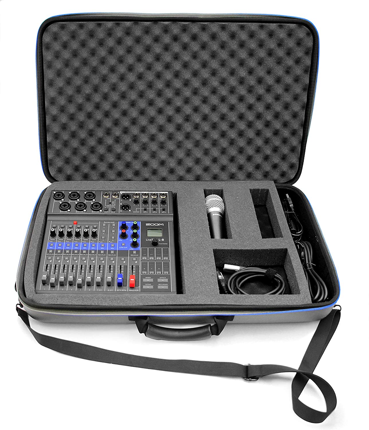 CASEMATIX Portable Studio Case for Zoom Podcast Digital Mixer & Livetrak L8 Recorder - Durable Protective Case with Carry Bag & Strap - Perfect for Podcasting, Live Streaming & Music Recording