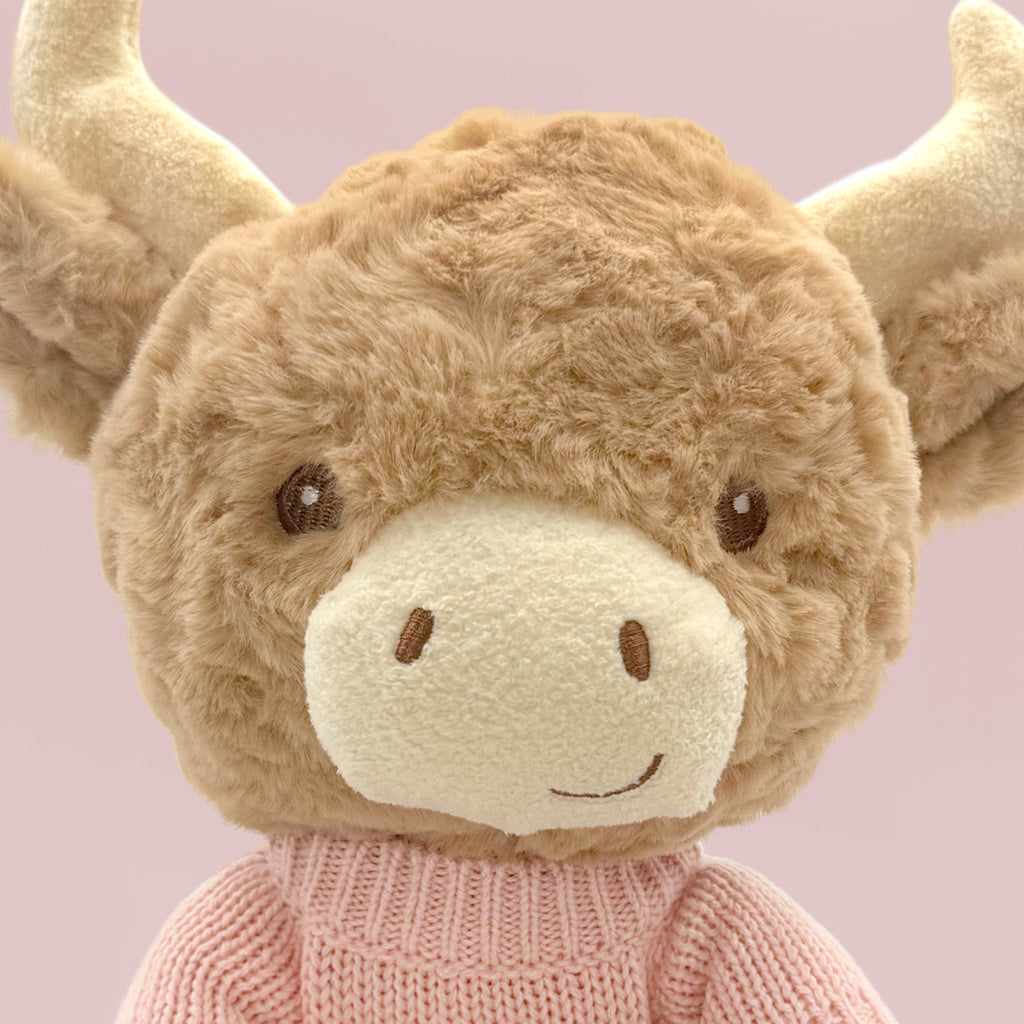 Personalized Pink Harriet Highland Cow Welcome Baby Gift Hamper - Perfect for Newborn Gifts, Baby Showers & Nursery Decor