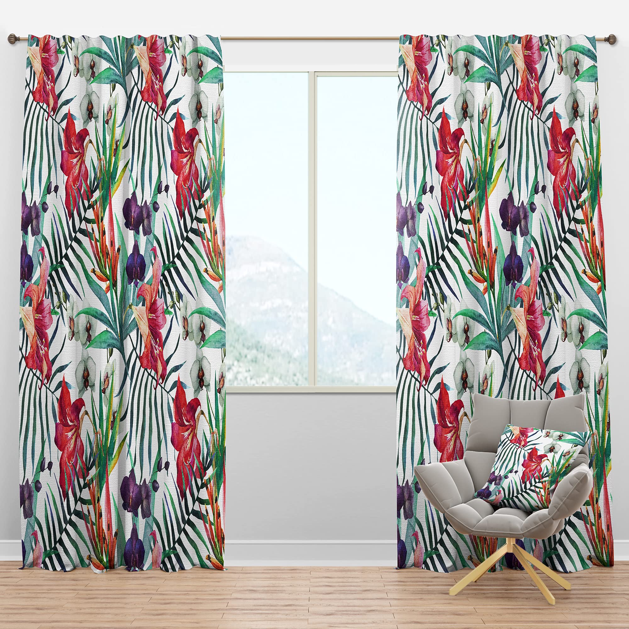 DesignQ Blackout Curtains 'Orchids and Blossoming Tropical Flowers' - Thermal Insulated Single Panel (52x63 inches) for Bedroom & Living Room - Perfect for Light Blocking, Energy Saving & Home Decor