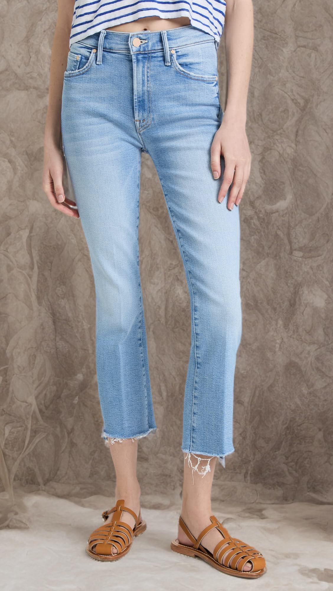 MOTHER Women's The Insider Crop Jeans - High Waist Distressed Denim Pants for Casual Outfits & Street Style | Perfect for Daytime Errands, Weekend Brunch & Night Out