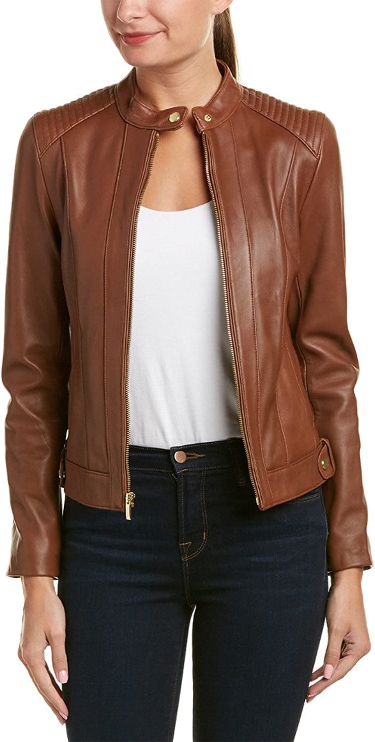 Genuine Sheepskin Leather Jacket for Women - Biker Motorcycle Jacket with Quilted Design, Lightweight & Stylish - Perfect for Riding, Casual Wear & Outdoor Adventures