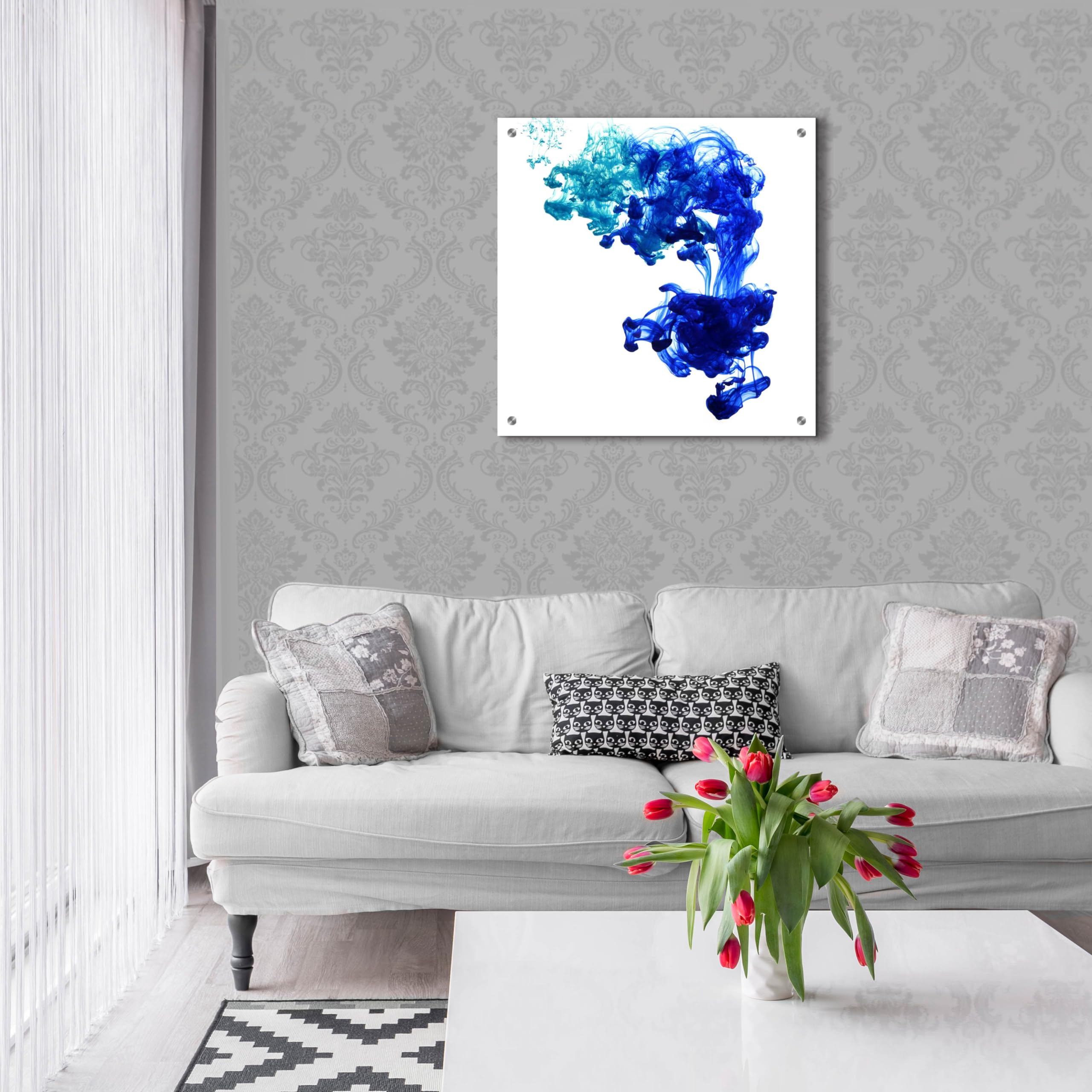 Epic Art 'Sapphire Tear' by Epic Portfolio - 24x24 Inch Acrylic Glass Wall Decor - Modern Abstract Painting for Living Room, Bedroom & Office Decor