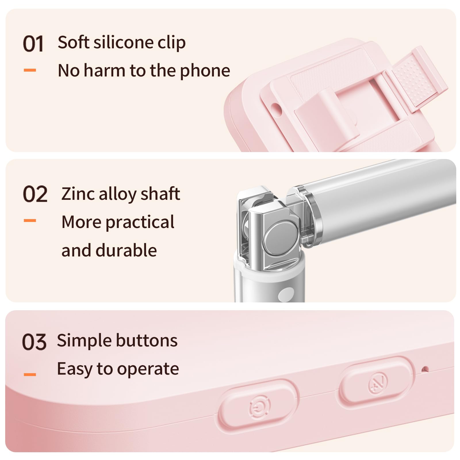 360° Rotating Extendable Selfie Stand with LED Light - Rechargeable Wireless Foldable Phone Holder for iPhone Android Smartphones - Perfect for YouTube/TikTok/Live Streaming/Vlogging & Video Calls (Pink)