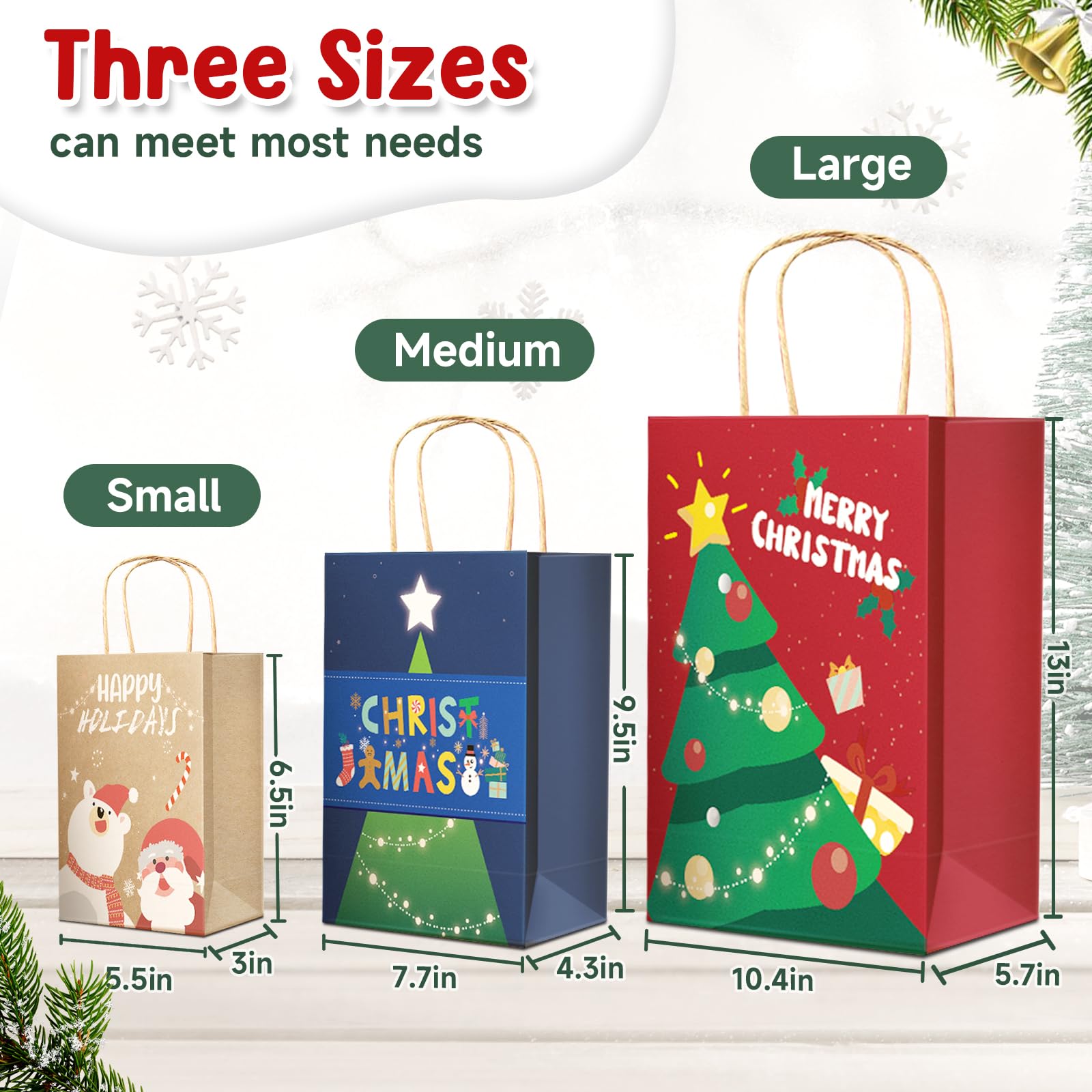 BlessedSeason 28 PCS Reusable Kraft Gift Bags with Handles - 14 Stylish Designs (6 Large, 10 Medium, 12 Small) for Holidays, Birthdays & Party Favors | Eco-Friendly Christmas, Wedding & Baby Shower Gift Packaging