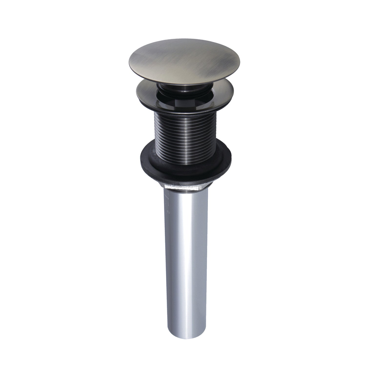 Push Pop Up Drain Without Overflow - Stainless Steel Bathroom Sink Drain Stopper for Kitchen & Bathroom (Perfect for Modern Vanities, Utility Sinks & Laundry Rooms)