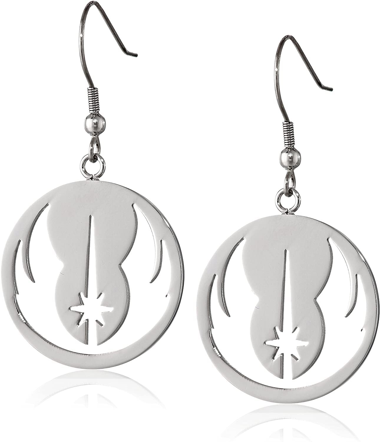 Rebel Alliance Jedi Order Stainless Steel Earrings for Women - Lightweight Dangle Hoop Earrings Fashion Jewelry - Trendy Drop Fishhook Earrings - Star Wars Inspired Galactic Accessory - Perfect Gift for Fans, Cosplay & Everyday Wear