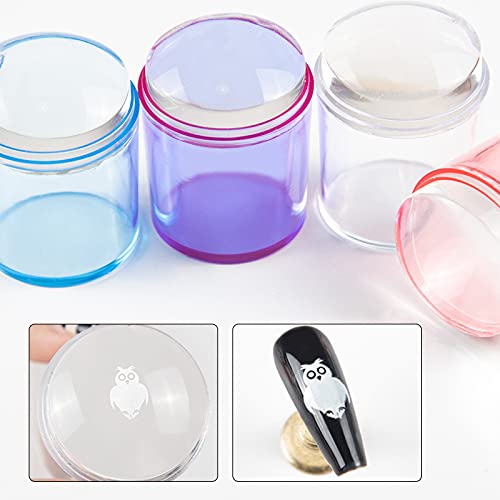 1 Set Clear Silicone Nail Stamper Kit with Scraper - DIY Nail Art Stamping Plates & Polish for Professional Salon & Home Manicure (Clear)
