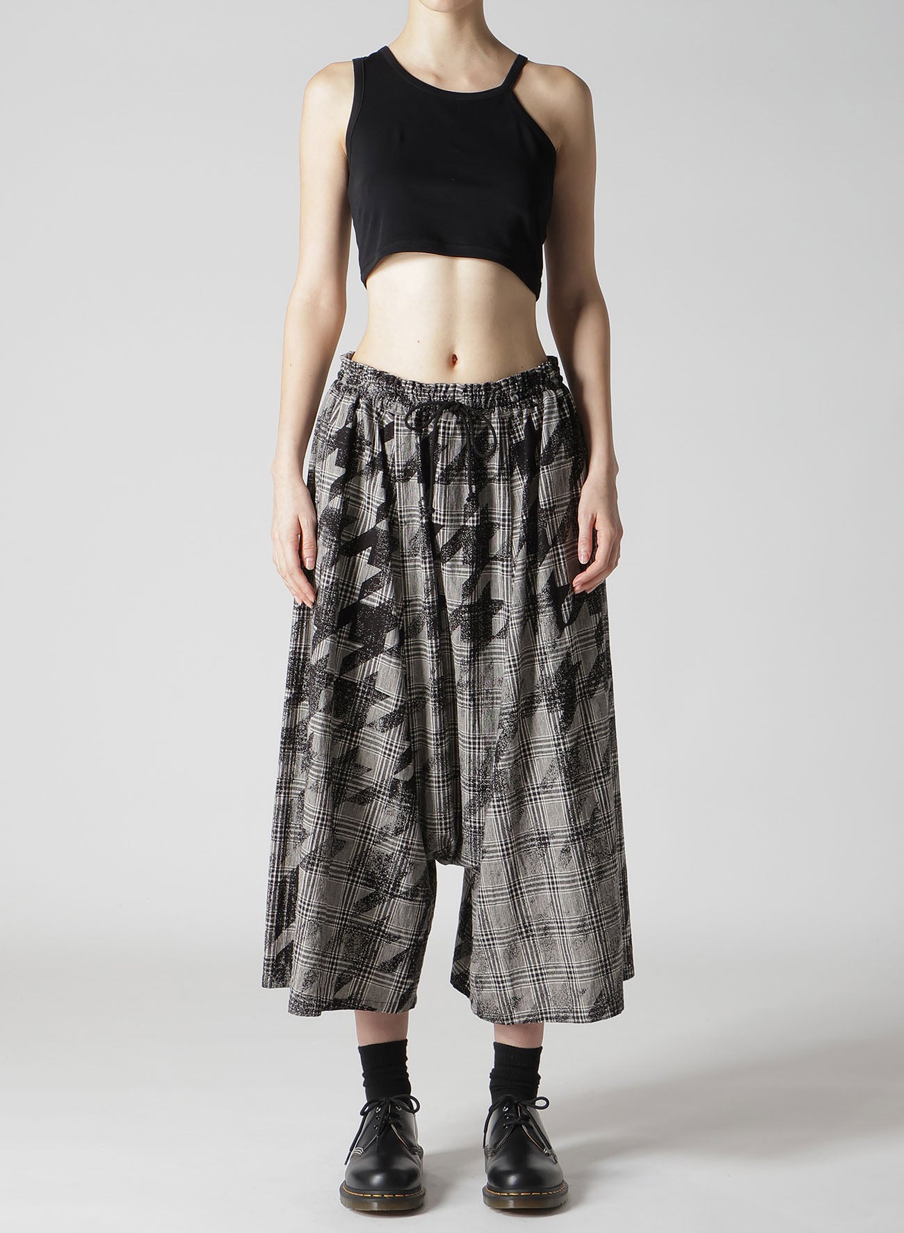 Stylish Cotton Linen Plaid Houndstooth Gathered Pants for Women - Comfortable & Trendy Casual Trousers for Office, Travel, and Everyday Wear