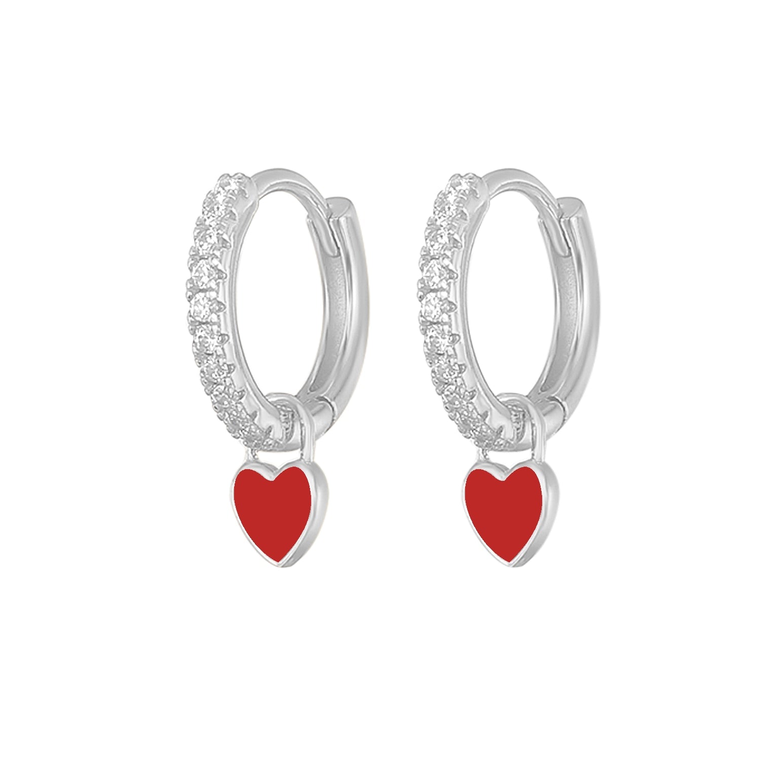 Colorful Enamel Heart Charm Drop Earrings for Women - Dainty Valentine's Day Gift, Date Night Jewelry, Bridesmaid Accessories