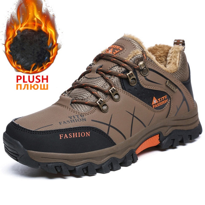 Waterproof Men's Winter Snow Boots - Leather Hiking Boots for Outdoor Work & Travel - Super Warm & Durable (Sizes 39-47) - Perfect for College, Camping & Winter Adventures