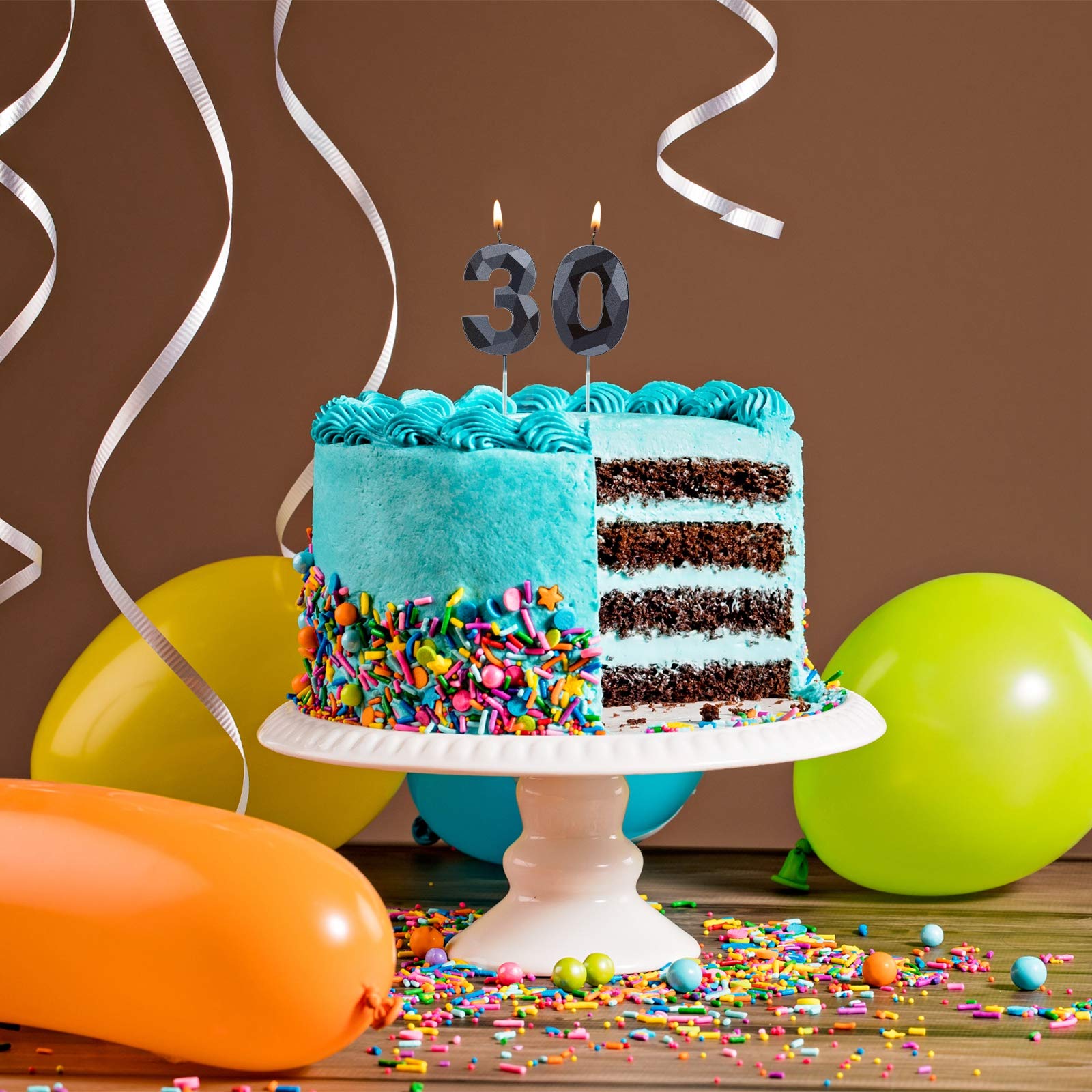 Nuanchu 2-Pack Number 30 Candles for Cake Decorating - 30th Birthday Party Supplies, Anniversary & Theme Party Cake Toppers - Perfect for Birthday Celebrations, Wedding Anniversaries, and Special Occasions
