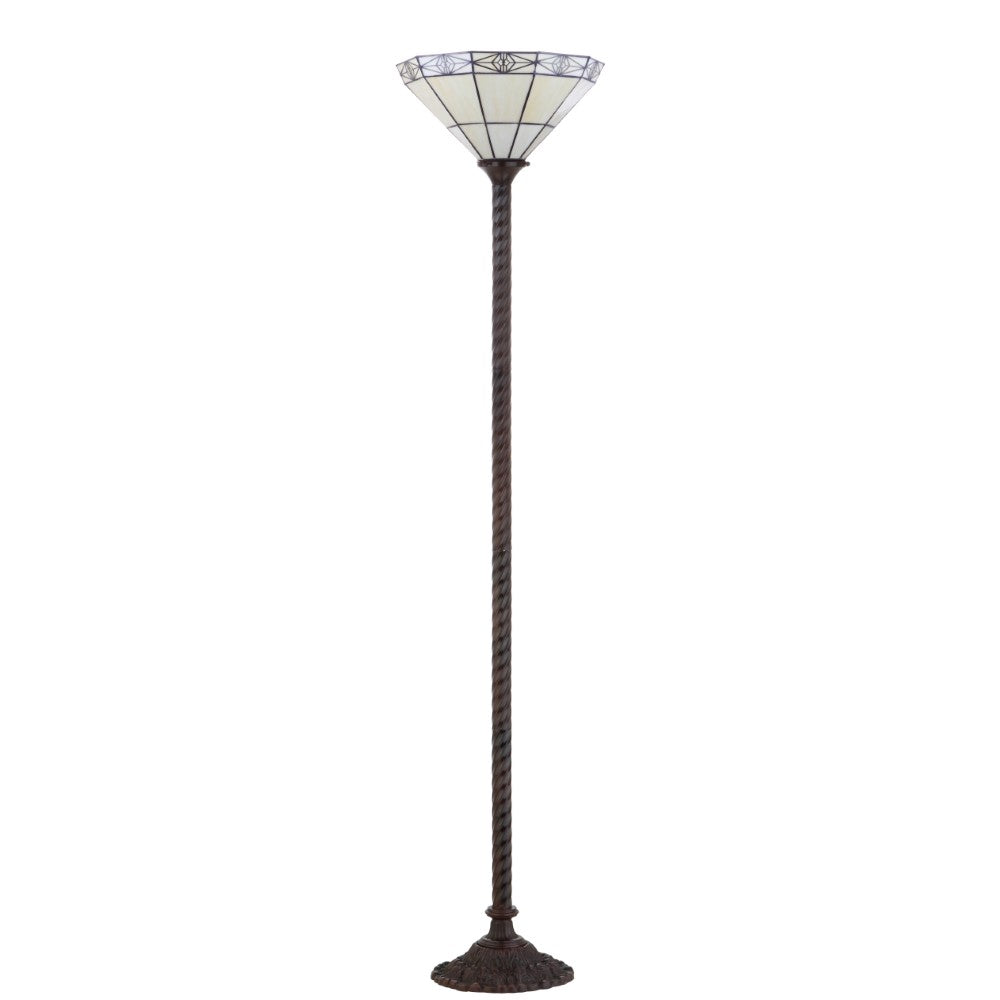 Moore Tiffany Style 68.57 Torchiere LED Floor Lamp - Elegant Stained Glass Lighting for Living Room, Bedroom & Office Decor